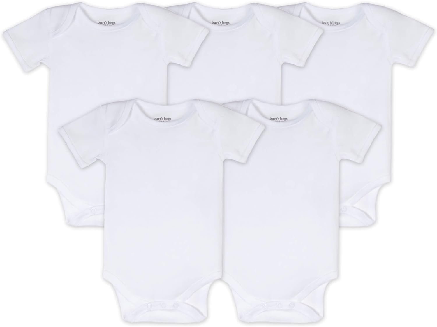 Burt’s Bees Baby Bodysuits, Short Sleeve and Long Sleeve One-Pieces, 100% Organic Cotton, Pack of 5