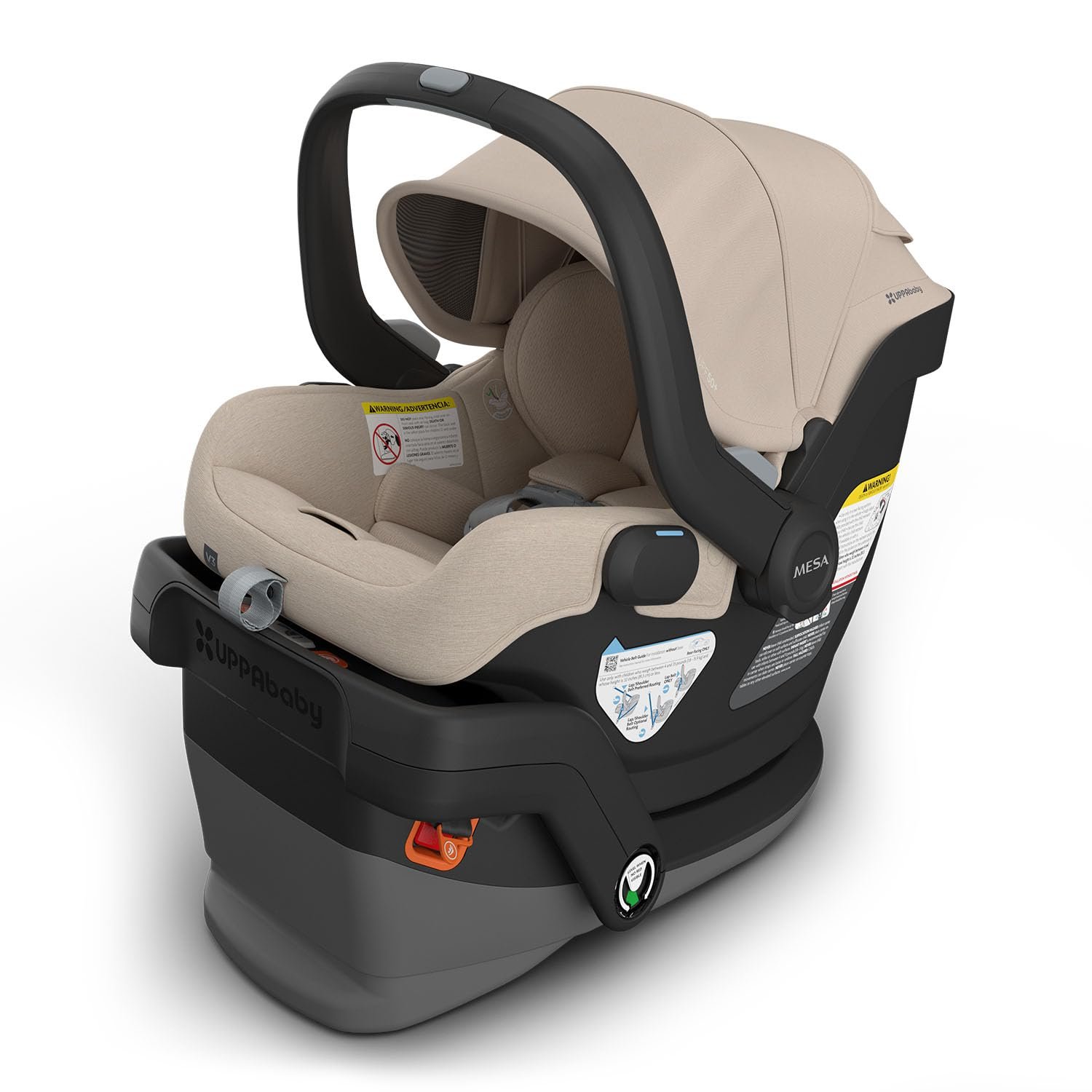 UPPAbaby Mesa V3 Infant Car Seat – Easy Installation + SmartSecure Technology – Attaches to Stroller | Base + Infant Insert Included – Declan (Oat Mélange)