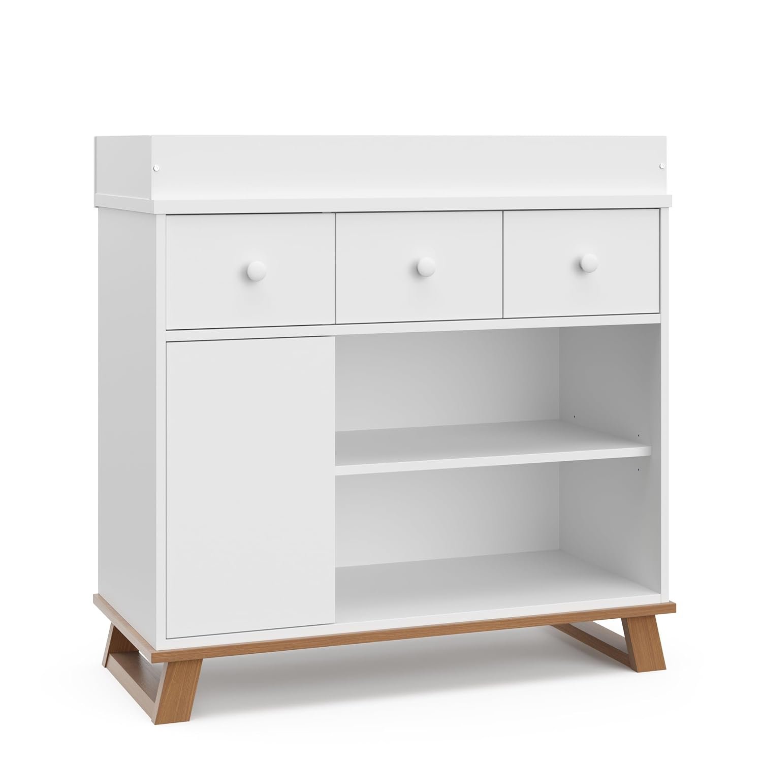 Storkcraft Modern Nursery Changing Table Dresser Combo (White & Vintage Driftwood) – GREENGUARD Gold Certified, Dresser for Nursery, Changing Table with Drawers, Removable Changing Table Topper