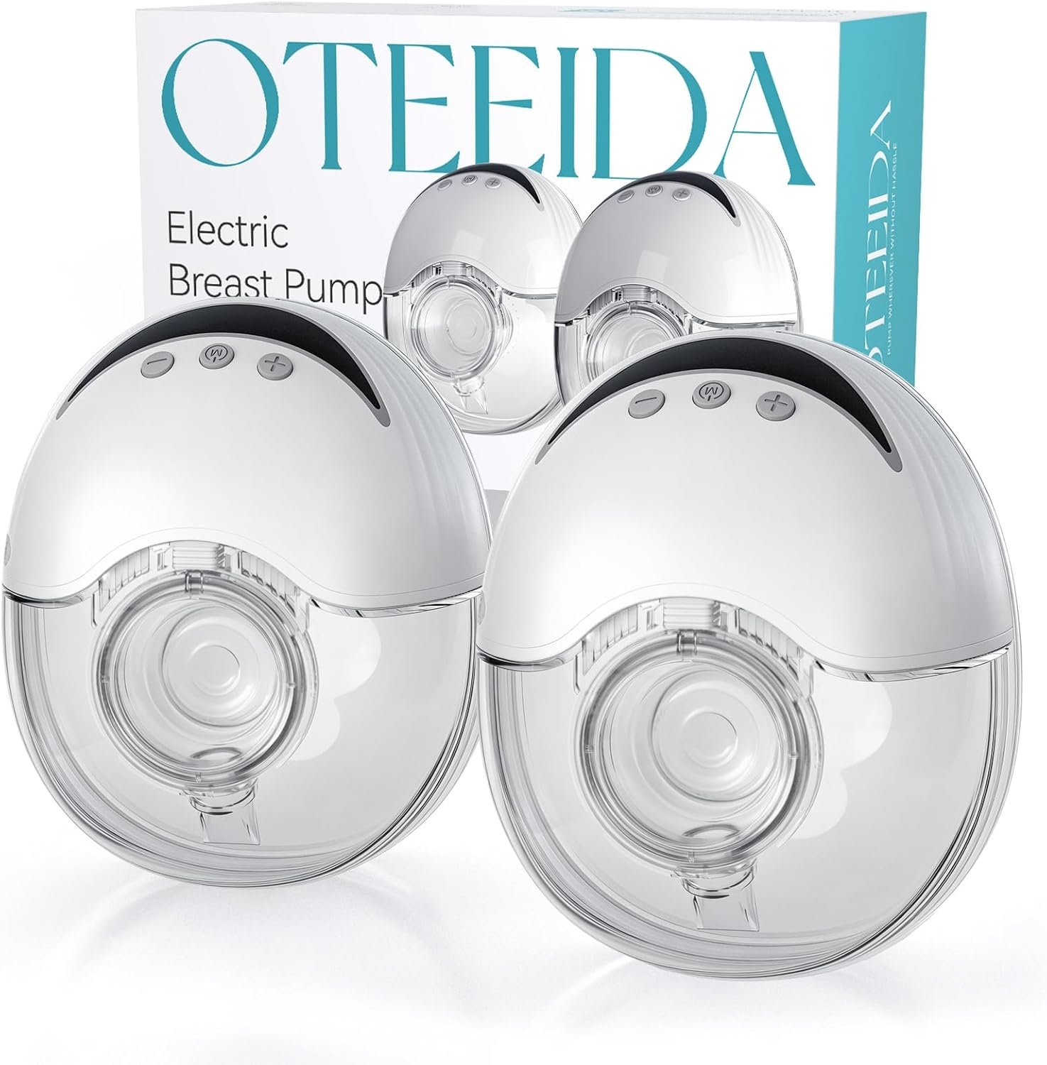 Hands Free Breast Pump Wearable MY-375 – Strong Suction, Low Noise, Wearable Breastfeeding Pump with 4 Mode &12 Levels, Portable Electric Breast Pump 24mm – 19/21/Insert/Flange, 2 Pack (White)