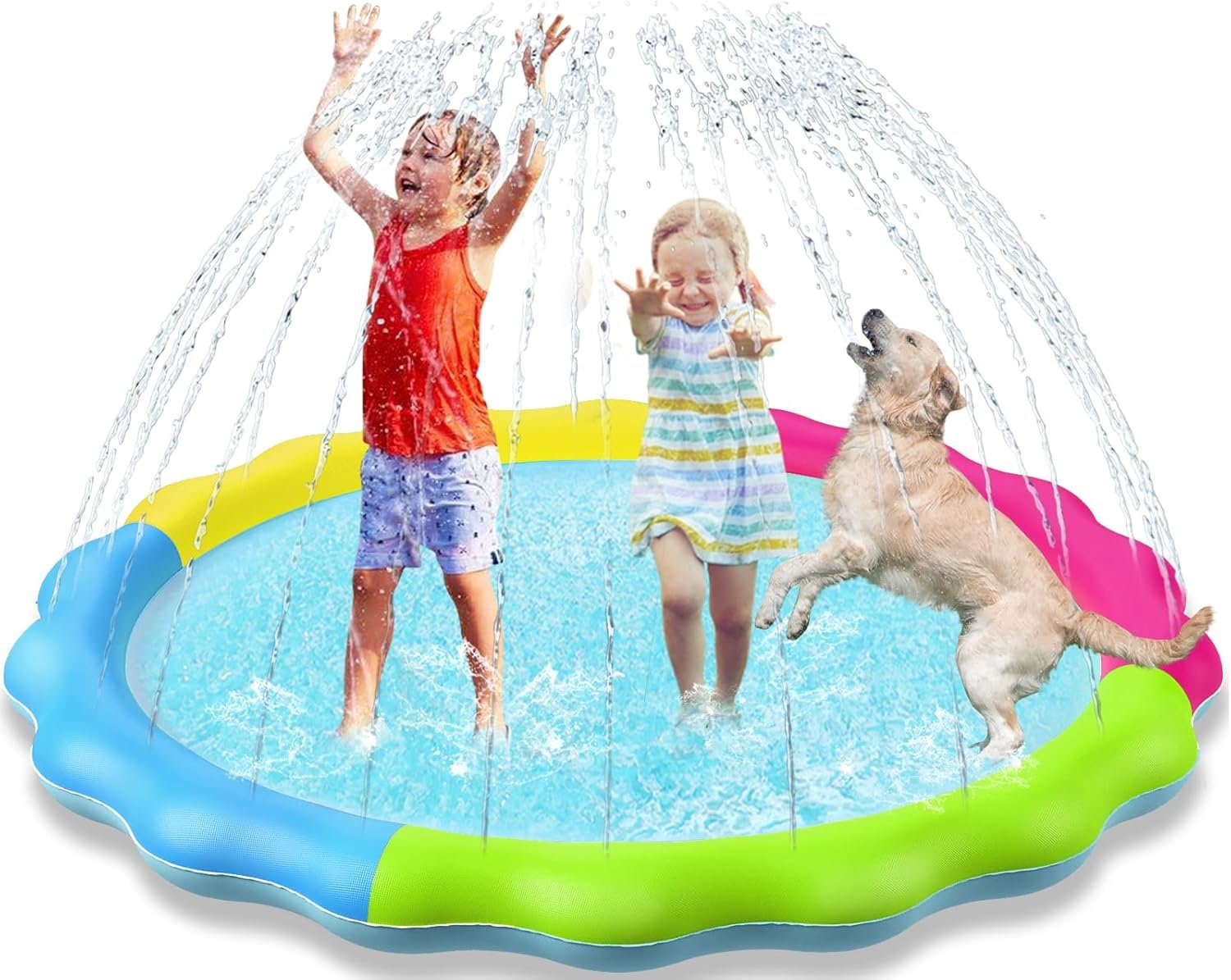 Kids Dog Splash Pad Sprinkler – Jasonwell Non Slip Dog Sprinkler Pad Splash Pool Puppy Dogs Pool Summer Outdoor Water Toys Backyard Durable Splash Pad for Toddlers Kids Small Medium Large Dogs Pet
