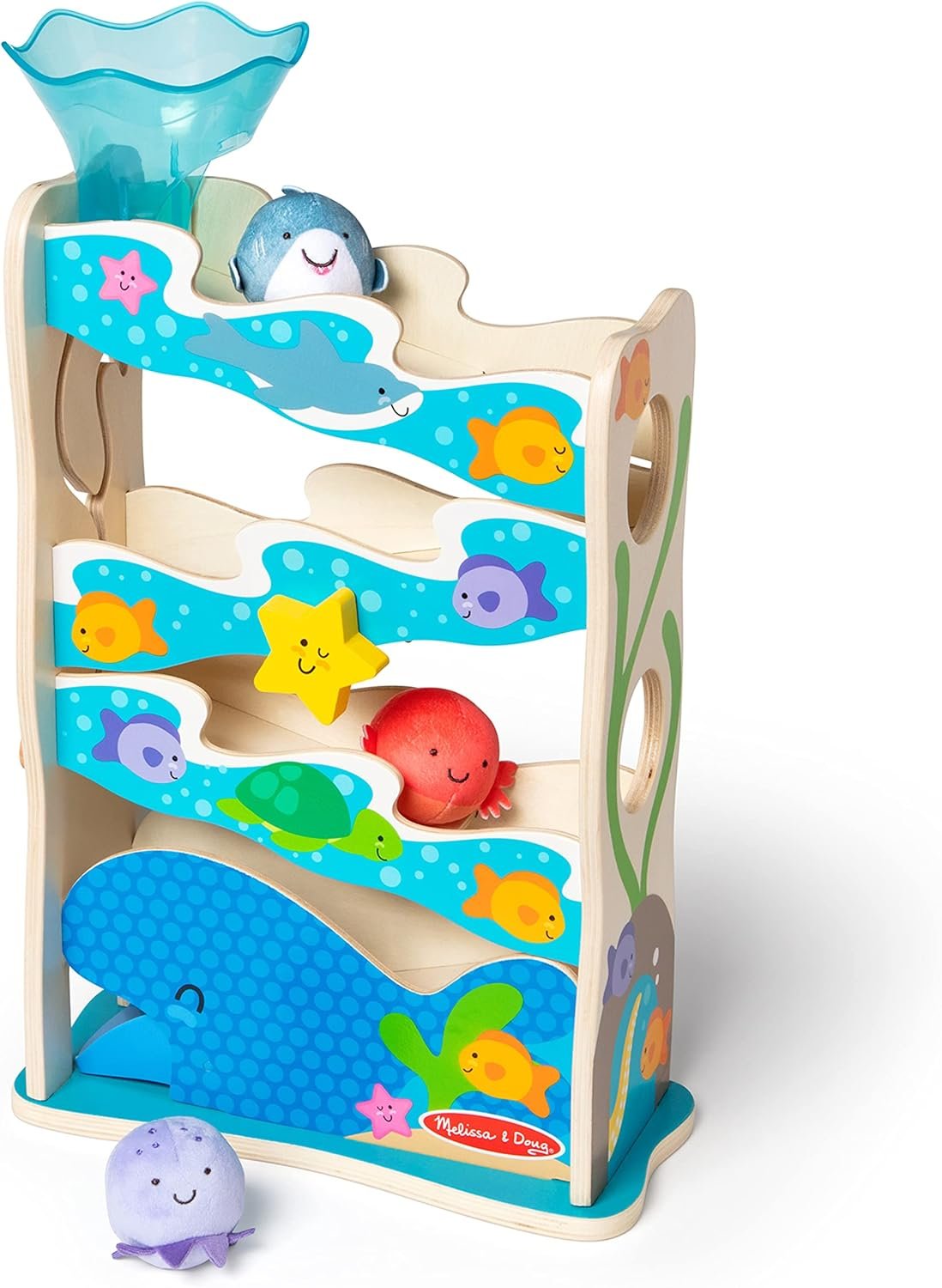 Melissa & Doug Rollables Wooden Ocean Slide Infant and Toddler Toy (5 Pieces) Ocean Themed Toys For Toddlers, Early Learning Toys For Infants And Toddlers Ages 1+ – FSC Certified