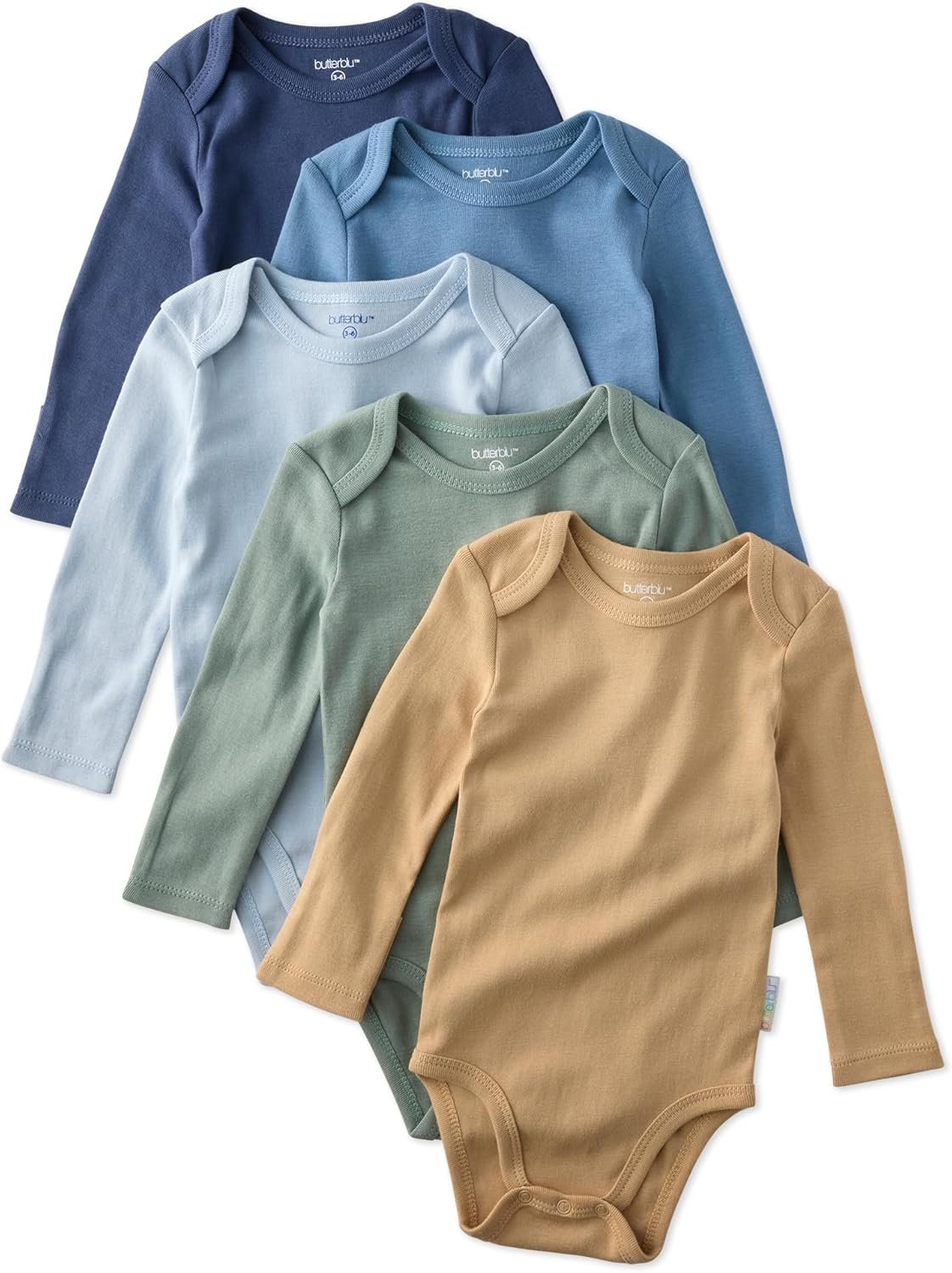 Butterblu Blake 5-Pack Long Sleeve Bodysuits 100% Organic Cotton Baby Clothes for Boys and Girls