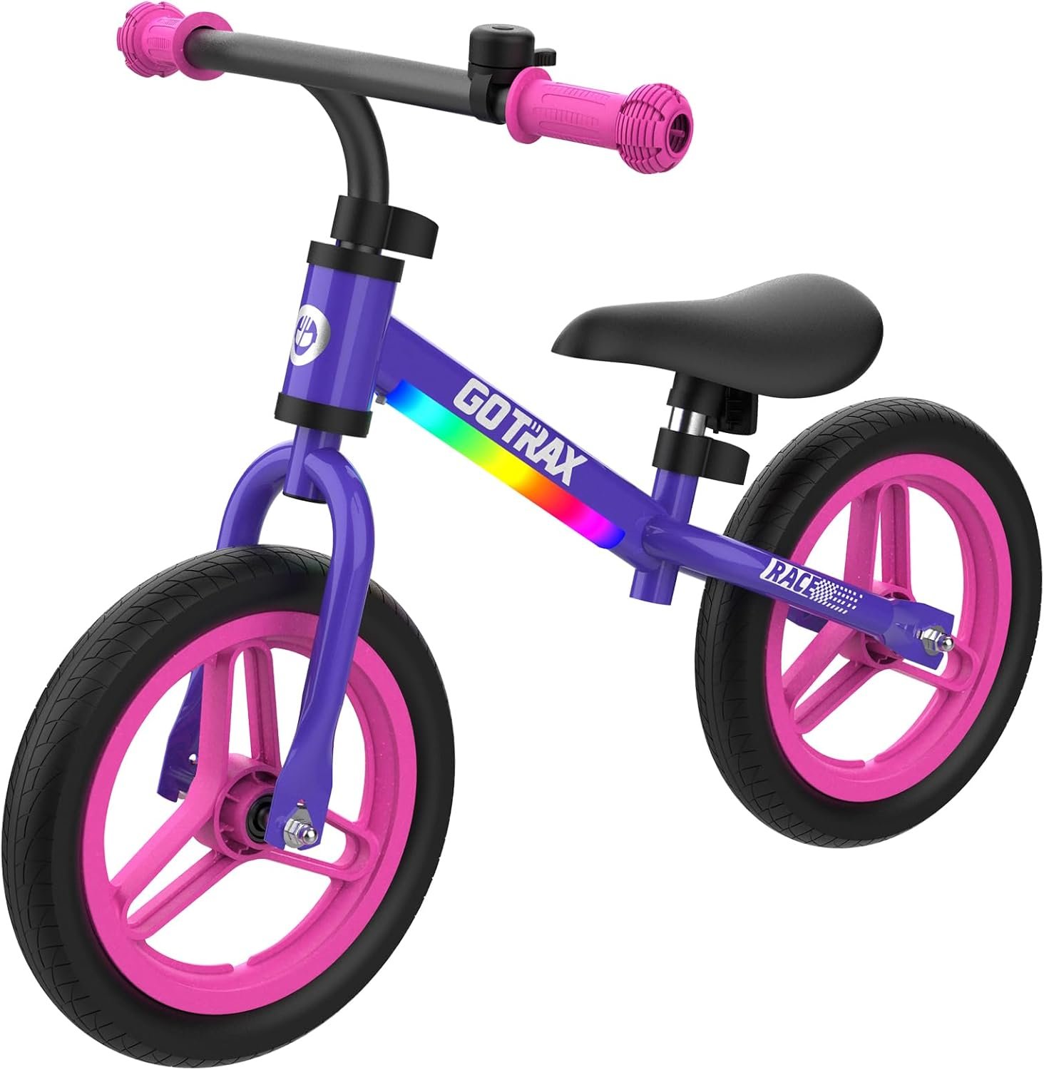 Gotrax KS12 Balance Bike for 2-5 Years Old, 12″ Toddlers Bike with LED Light&Bell, Adjustable Soft Seat&Handlebar, Flat-Free Tires&Easy Assembly, Lightweight&No Pedal, Kids Toy Gift for Boys Girls