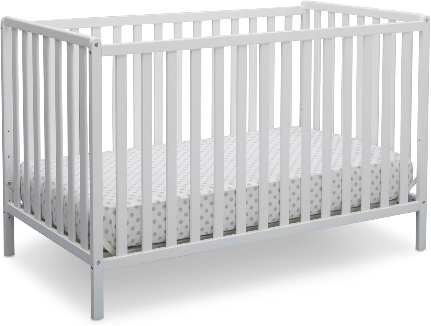 Delta Children Heartland 4-in-1 Convertible Crib – Greenguard Gold Certified, Bianca White