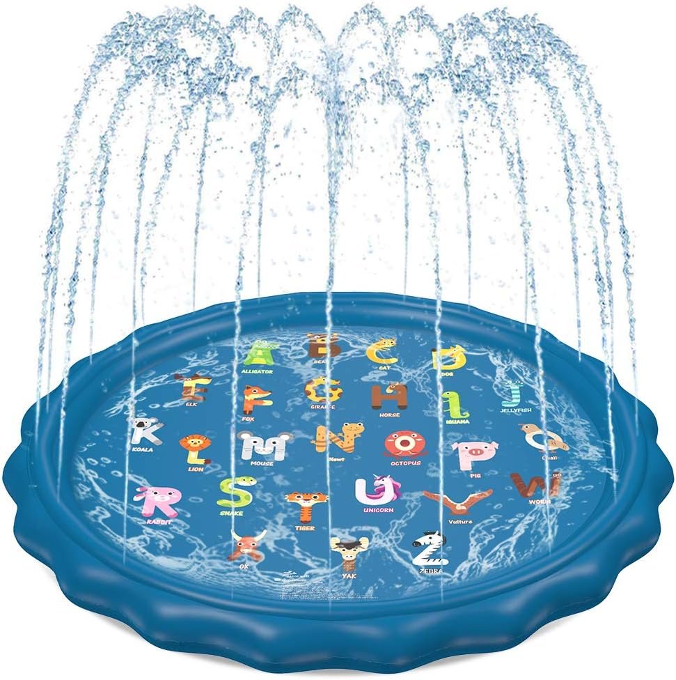 Jasonwell Splash Pad Sprinkler for Kids 60″ Splash Play Mat Outdoor Water Toys Inflatable Splash Pad Baby Toddler Pool Boys Girls Children Outside Backyard Dog Sprinkler Pool for Age 1 2 3 4 5 6 7 8 9