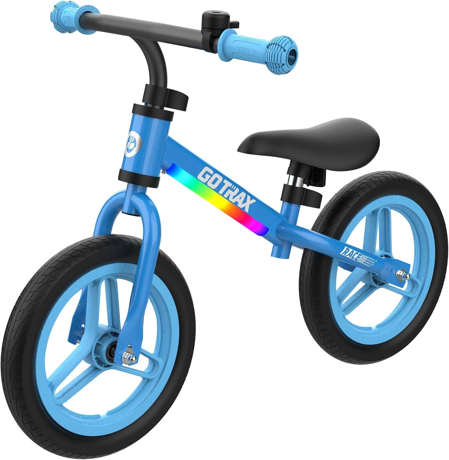 Gotrax KS12 Balance Bike for 2-5 Years Old, 12″ Toddlers Bike with LED Light&Bell, Adjustable Soft Seat&Handlebar, Flat-Free Tires&Easy Assembly, Lightweight&No Pedal, Kids Toy Gift for Boys Girls