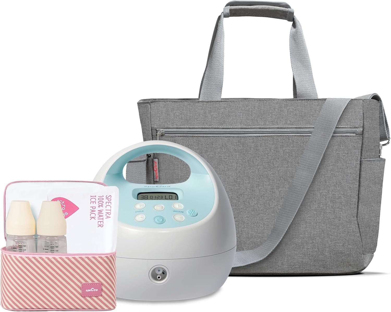 Spectra – S1 Plus Electric Breast Milk Pump with Tote Bag, Breast Milk Bottles and Cooler for Baby Feeding