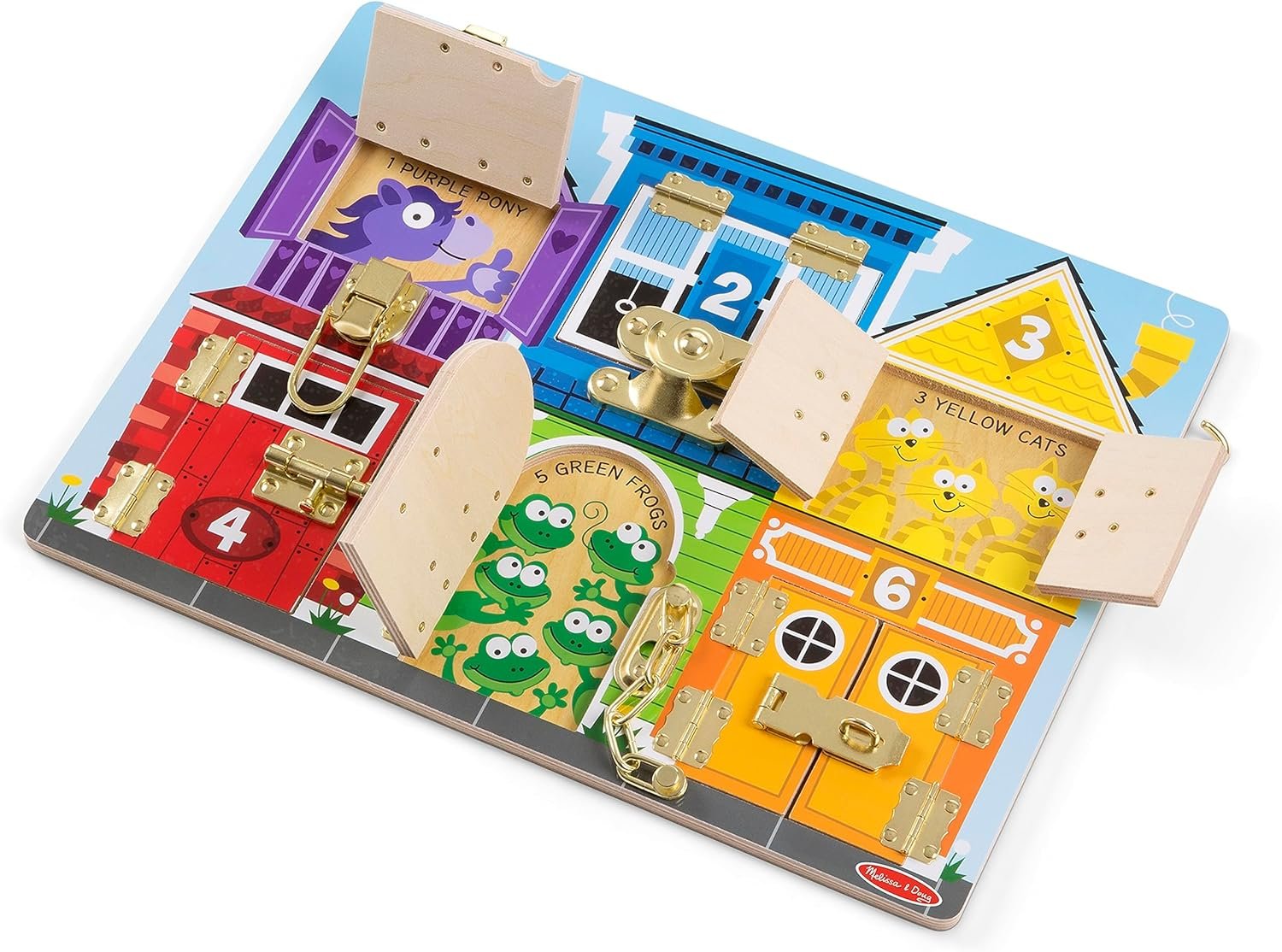 Melissa & Doug Latches Wooden Activity Board – Montessori Busy Board for Preschool Toys, Sensory Toys for Kids, Learning Resources for Ages 3+