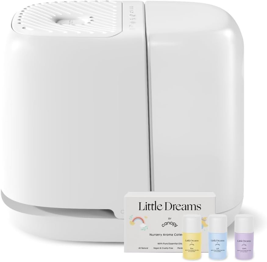 Canopy Nursery Humidifier 2.0, White, 36 HR Run Time, 2.5L Capacity Tank – Sleep Lights, White Noise, Clean Aroma Diffusion – Promote Deep Sleep & Happy Skin – Humidifier, Filter & Aroma Kit