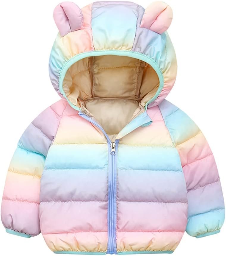 Winter Down Coats for Kids Baby Boys Girls Light Puffer Padded Jacket Bear Hoods Infant Outerwear
