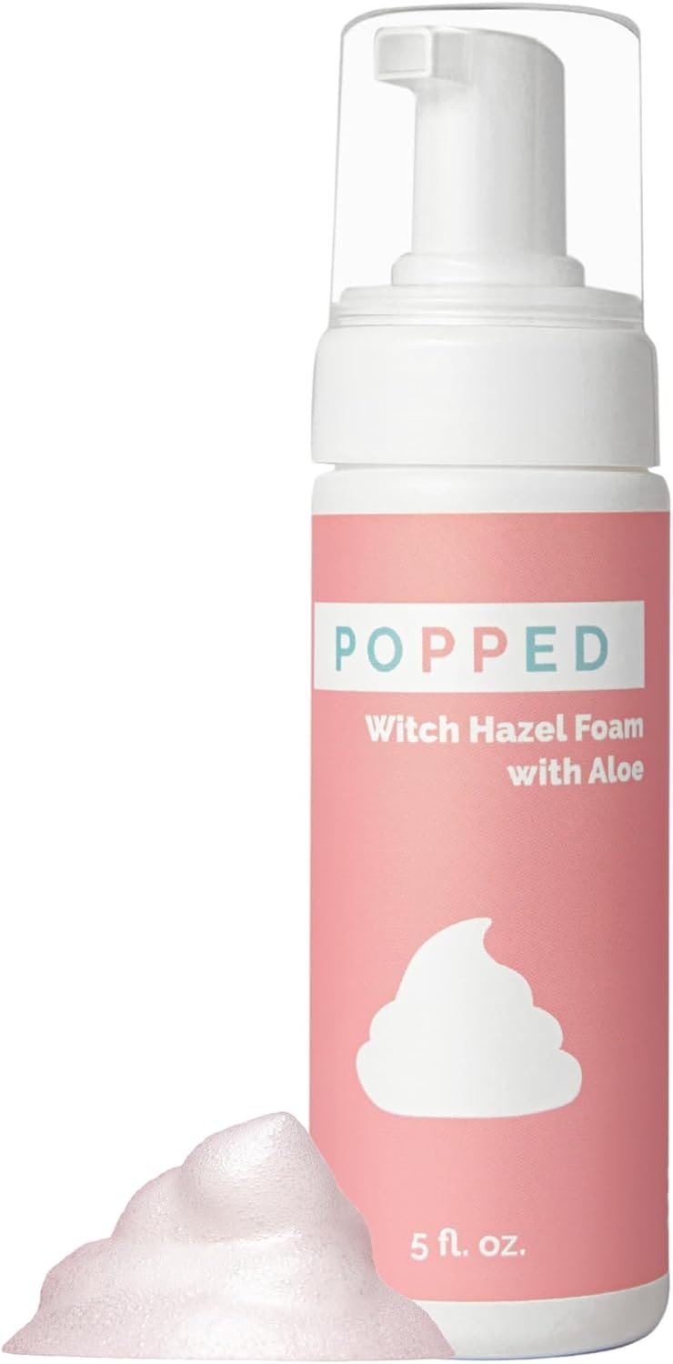 POPPED Witch Hazel Foam with Aloe (5 fl oz) | Perineal Healing Foam for Postpartum Care | Relieves Pain, Hemorrhoids, and Swelling After Birth | Postpartum Essential