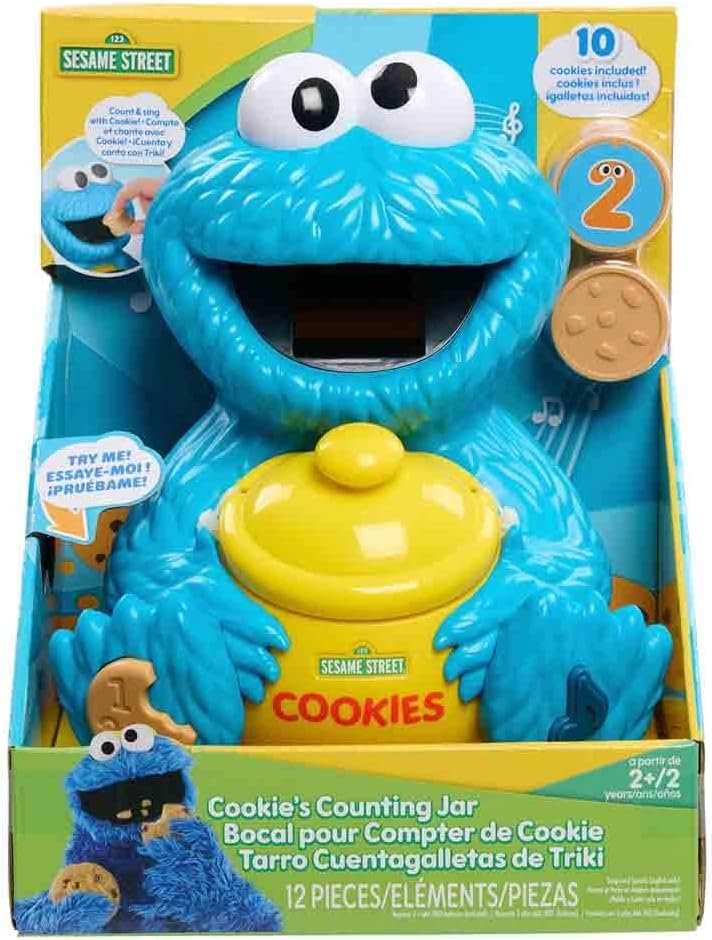 Sesame Street Cookie’s Counting Jar, 12-Pieces, 20+ Phrases and Sounds, Learning and Education, Kids Toys for Ages 2 Up by Just Play