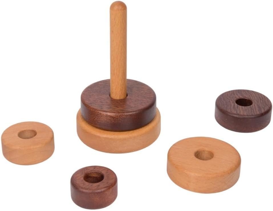 Wooden Stacking Rings for Babies, Montessori Stacker Toys for Toddlers 18+ Months, Educational Learning Sorter and Stacking Tower, Natural Wood Toy for Fine Motor Skills (Circle)