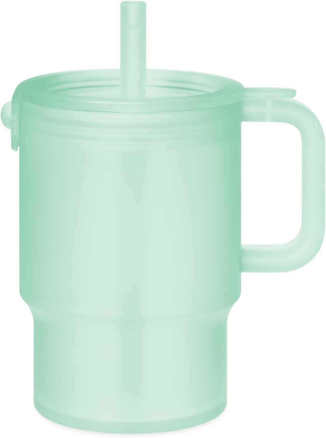 Olababy Clear Sense Silicone Tumbler with Handle & Straw 11 oz, Toddler & Kids Spill Proof Sippy Cup, Leak Resistant, BPA Free Baby Cup, Cupholder Compatible Travel Quencher (Mint, 1 PK)