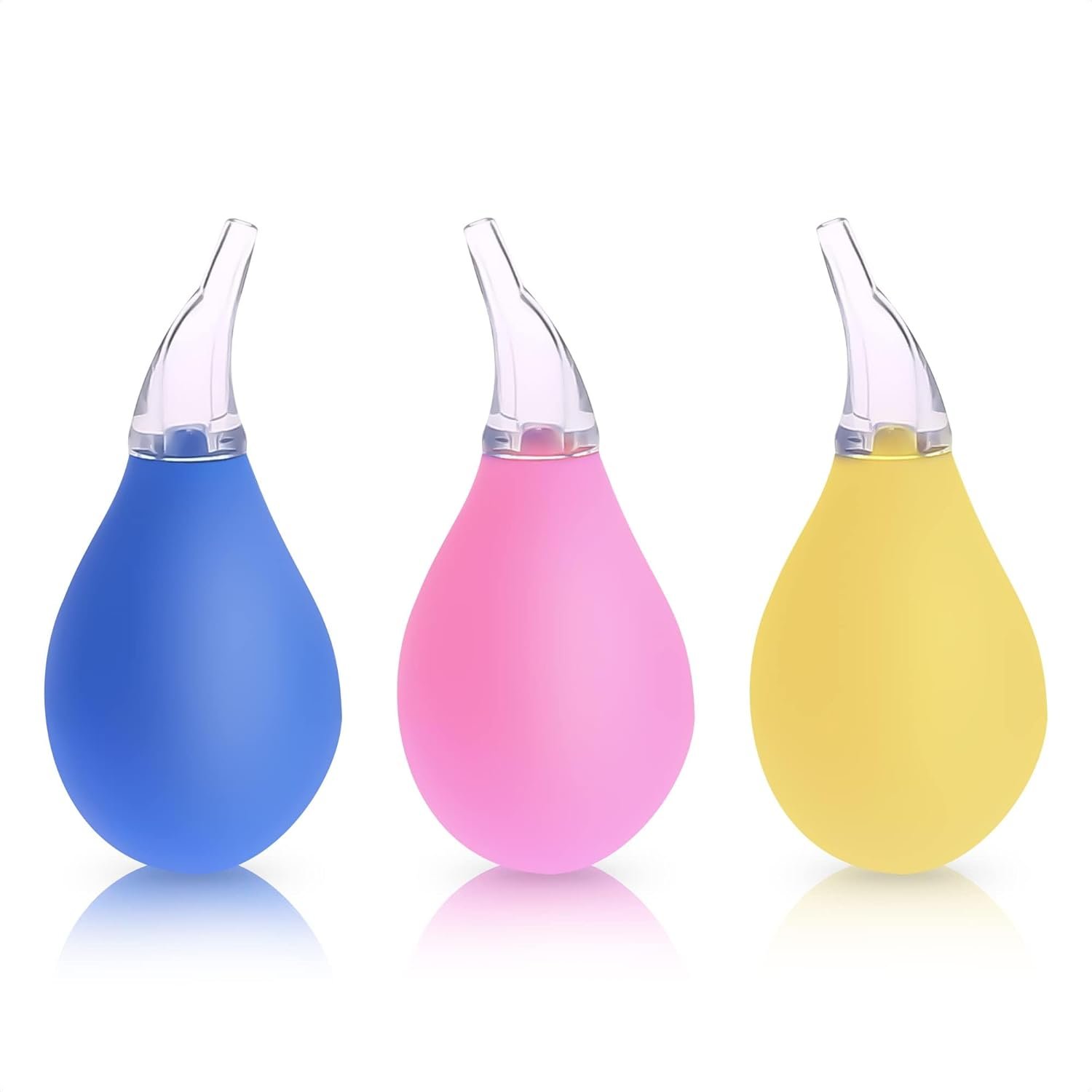 3 Pcs Nose Bulb Syringe for Baby – 3.35″ Mucus Suction for Babies, Baby Bulb Syringe for Infant, Odor-Free PVC and Silicone Nasal Suction for Babies – Easy to Use Infant Nose Sucker for Toddler