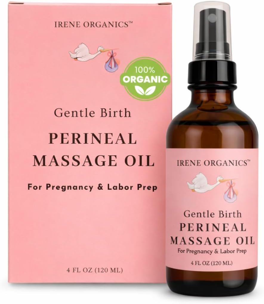 Organic Perineal Massage Oil Spray by Irene Organics for Pregnancy and Postpartum – Prevention for Perineum Tearing, All Natural, Pregnancy Third Trimester Must Haves for Childbirth