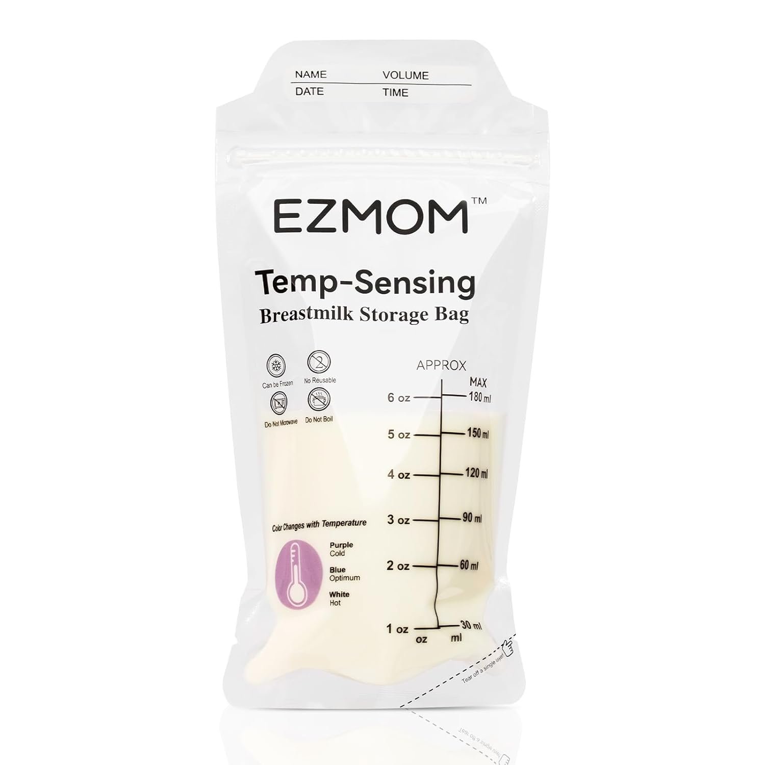Breastmilk Storage Bags, 120pcs Disposable Breast Milk Storage Bag, Temp-Sensing Discoloration Storing Bags for Baby Bottle Feeding, 6 Ounce Leak-Proof Freezer Storage, Baby Essentials
