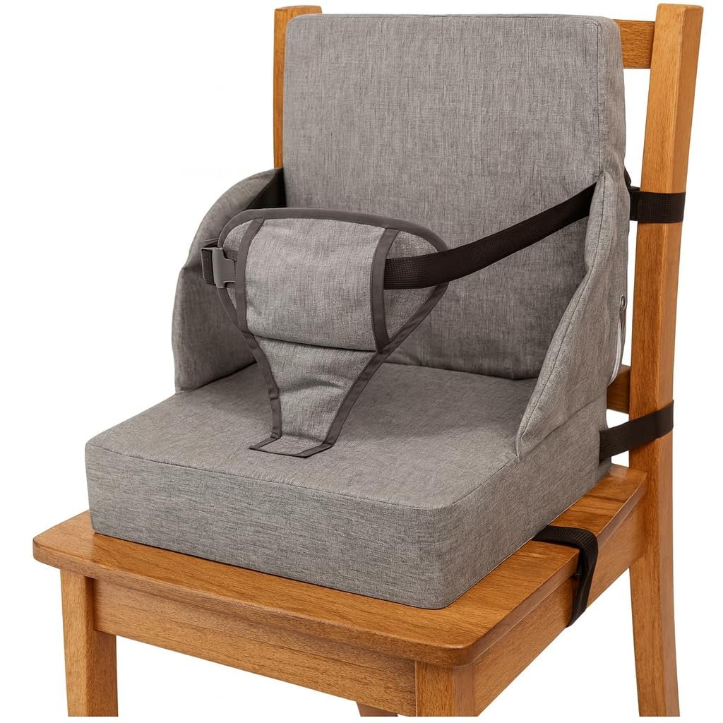 Toddler Booster Seat for Dining Table Kitchen Chair – High Portable Cushion Child Kids Seats, Restaurant Eating Chair with Adjustable Straps & Non-Slip Base