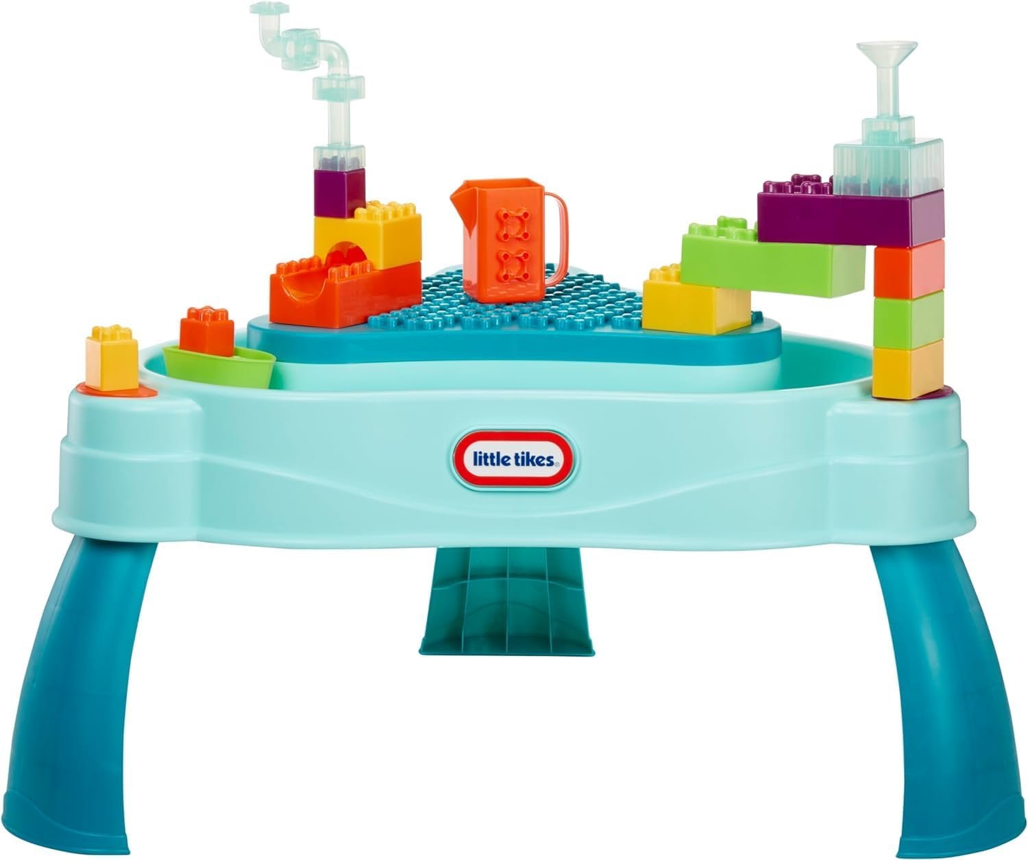 Little Tikes Build & Splash Water Table with 25 Piece Accessories – Wet/Dry Play, Indoor/Outdoor with Removeable Grow-with-Me Legs