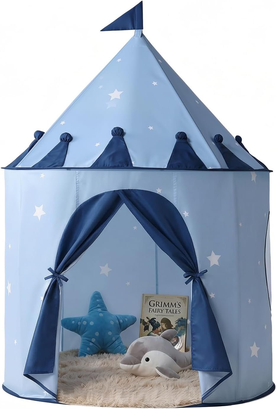 Blue Star Kids Tent:Pop up Kids Play Tent Made by Peachskin Fabric – Toddler House for Indoor & Outdoor – Great Princess Castle for Baby