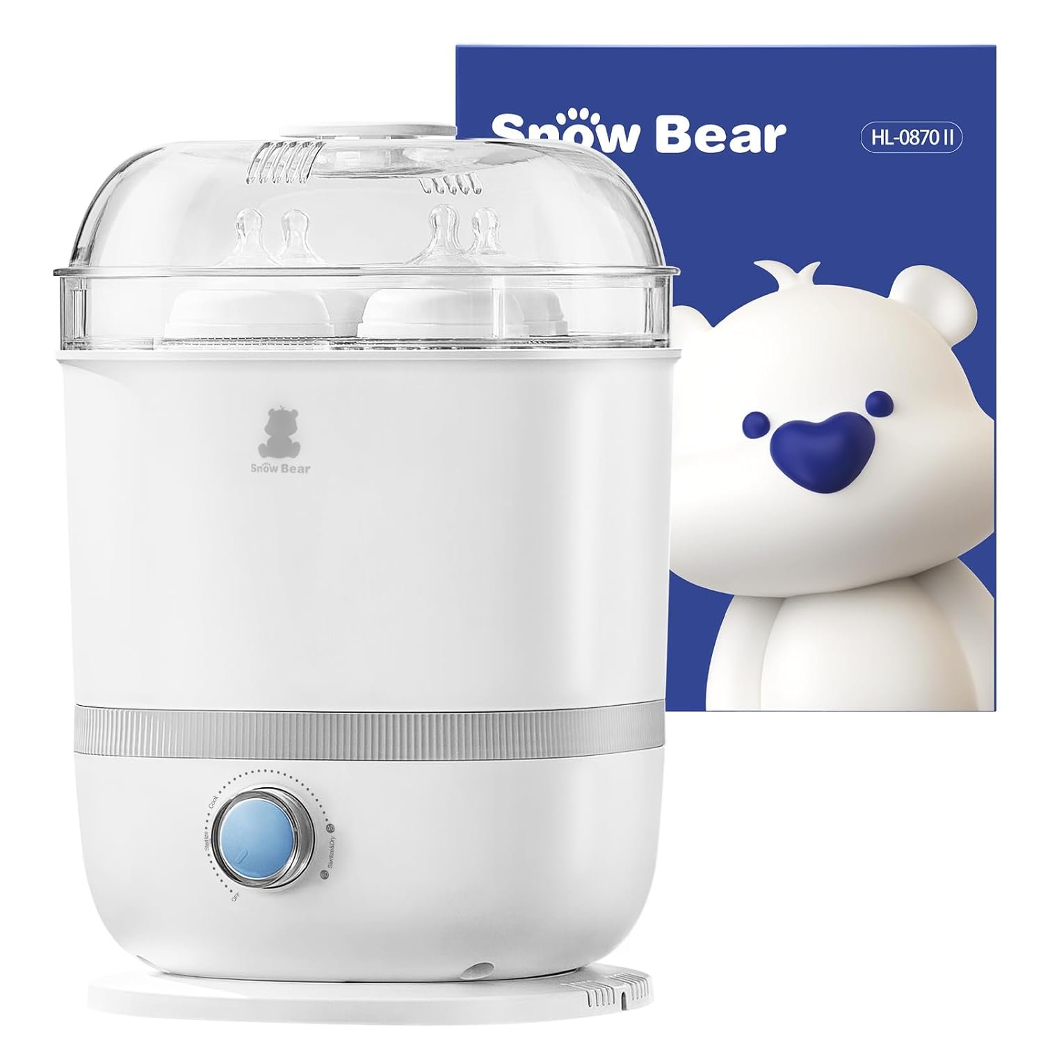 Snow Bear Baby Bottle Sterilizer and Dryer, 6-in-1 Electric Steam Bottle Sterilizer for Baby Bottle & Pacifiers, Breast Pump Parts, Large Capacity 13 Bottles, Fast Drying, Easy to Clean