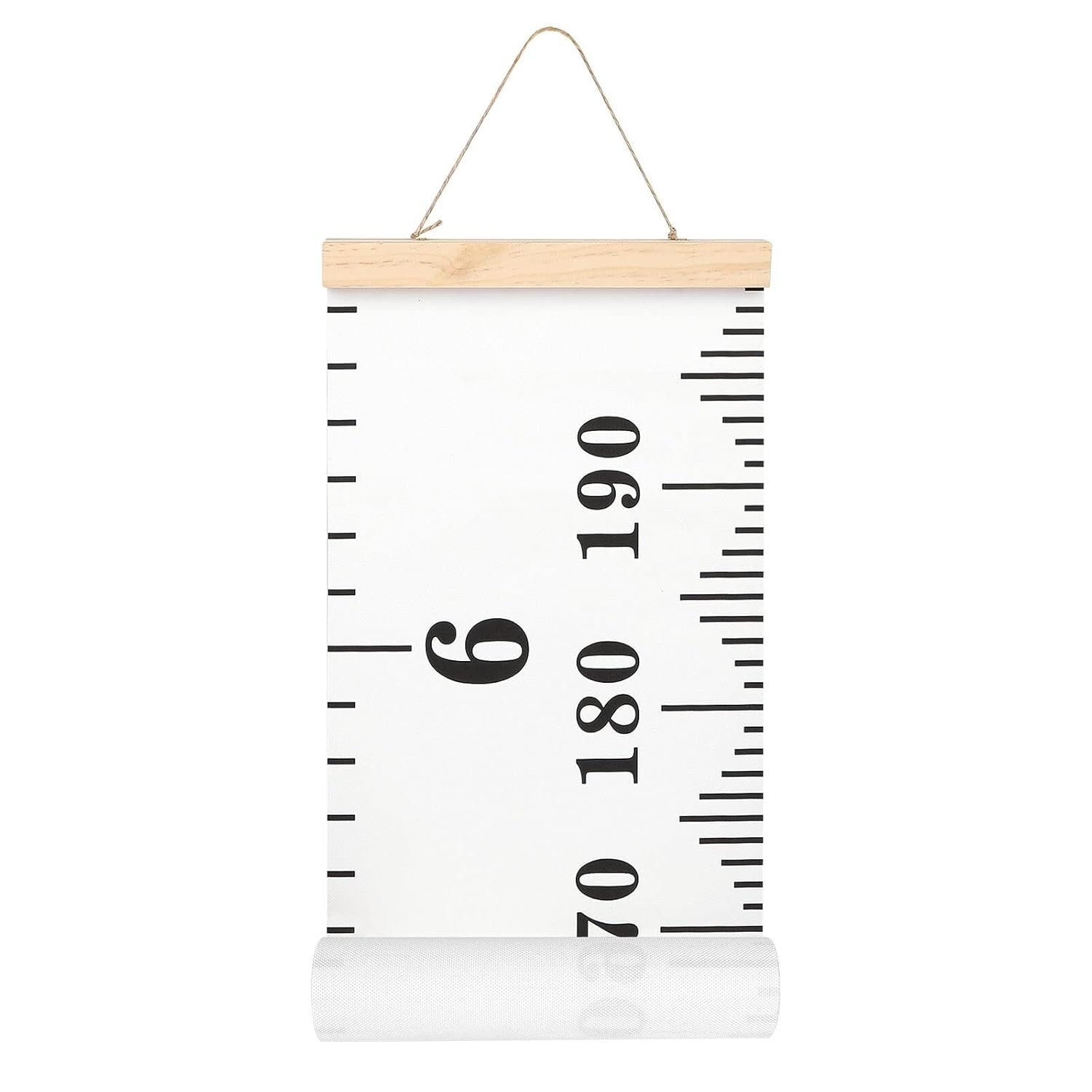 Mibote Baby Growth Height Chart Handing Ruler Wall Decor for Kids, Canvas Removable Height Growth Chart 79″ x 7.9″ (Black & White)