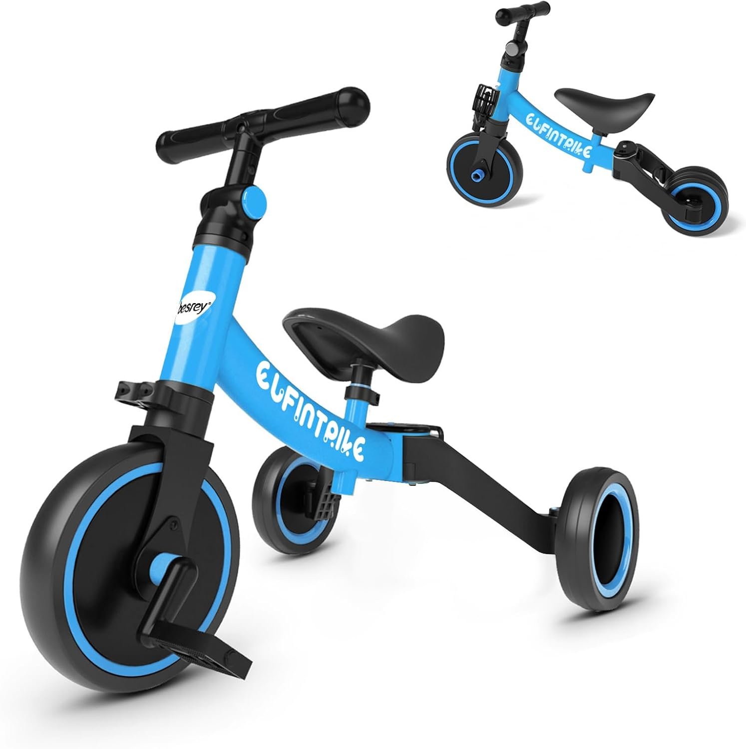 besrey 5 in 1 Toddler Bike for 1 Year to 4 Years Old Kids, Toddler Tricycle Kids Trikes Tricycle, Toys for Boy & Girl, Balance Training, Removable Pedals