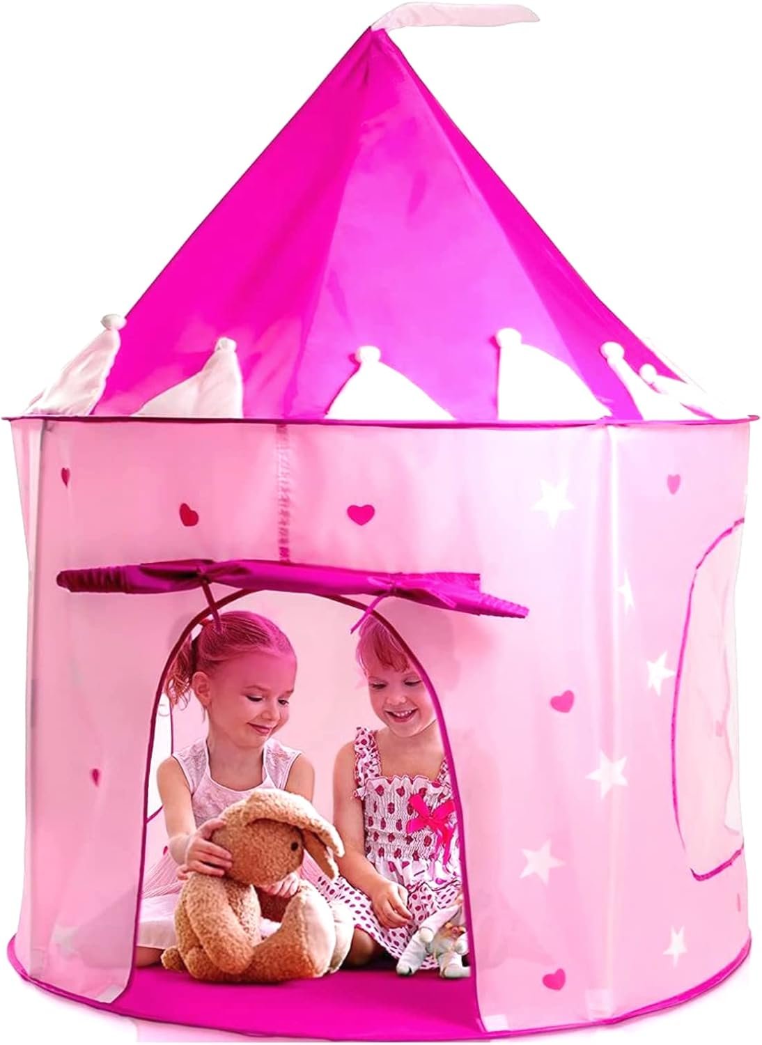 Play22 Play Tent Princess Castle Pink – Features Glow in The Dark Stars – Portable – Kids Pop Up Tent Foldable Into A Carrying Bag – Indoor and Outdoor Use – Original