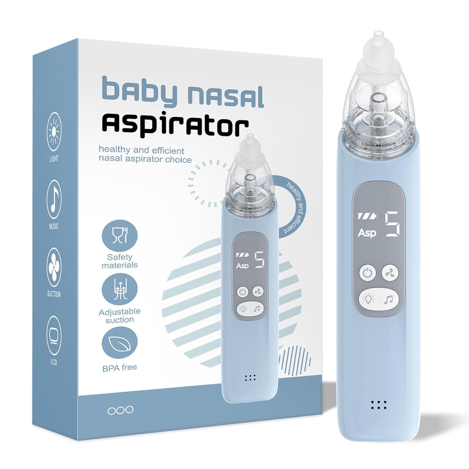 X-Bosak Nasal Aspirator for Baby, Electric Nose Sucker for Baby, Snot Sucker with 5 Levels Suction, Soothing Light & Nursery Rhymes