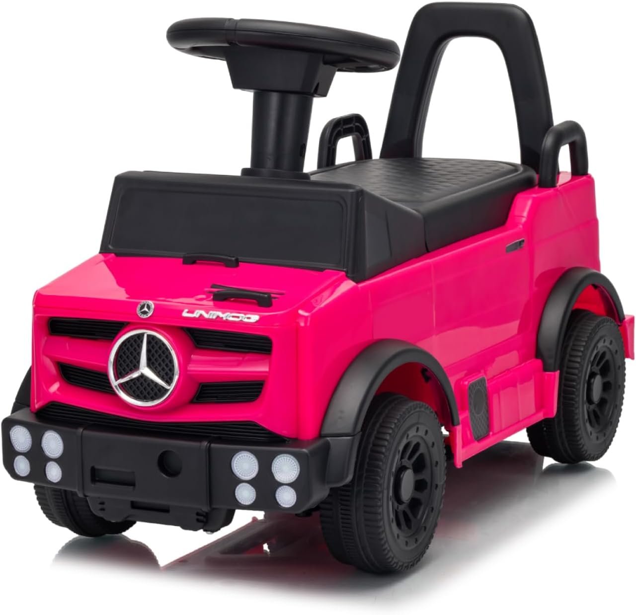 HEIMILI Mercedes-Benz Unimog Licensed Kids Push Car, Foot to Floor Toddler Ride On Toy for 1-2 Year Olds, Sliding Car with Safety Bumper Guards (Pink)