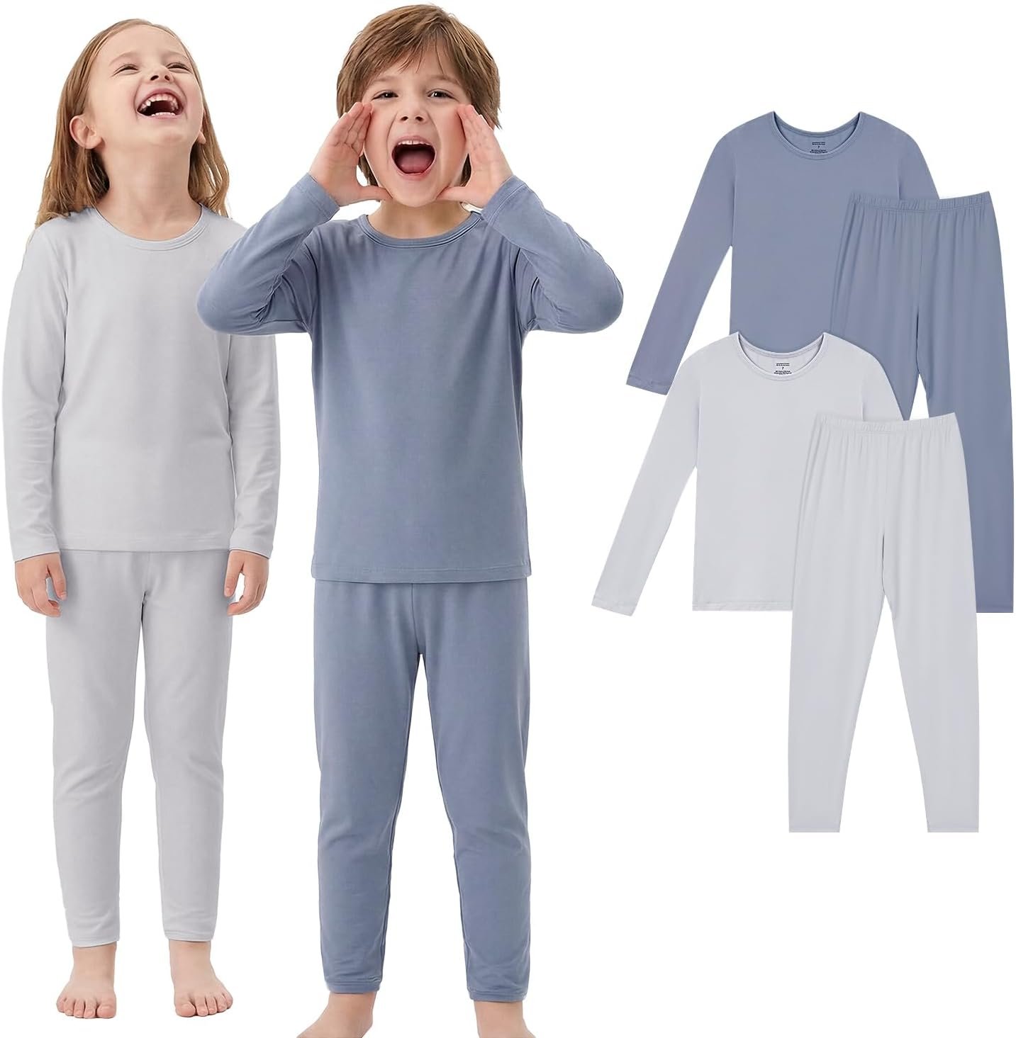 PurComfy SuperSoft Toddler Pajama Set, 4-Piece Bamboo Viscose Snug-Fit Sleepwear for Boys Girls, Long Sleeve Toddler Clothes