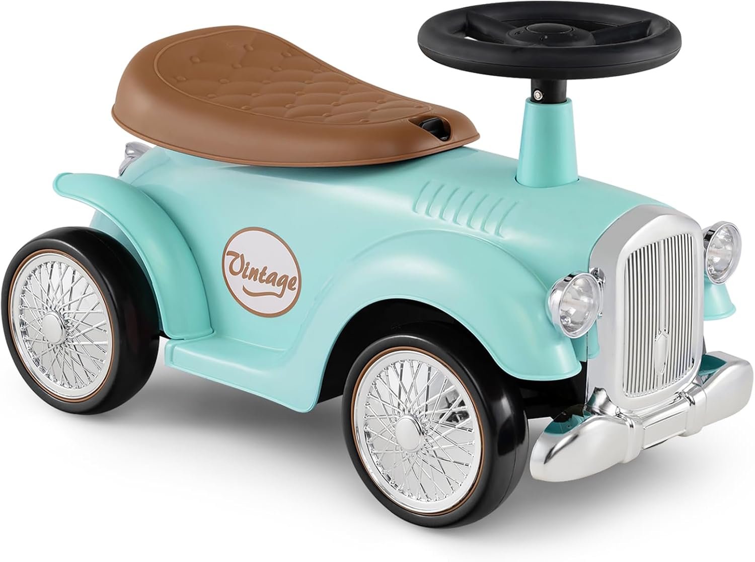 HONEY JOY Ride On Push Car, Outdoor Toddler Riding Toys w/Steering Wheel, Horn & Storage, Foot-to-Floor Sliding Car, No Batteries, Retro Baby Ride On Toys for Boys and Girls (Green)