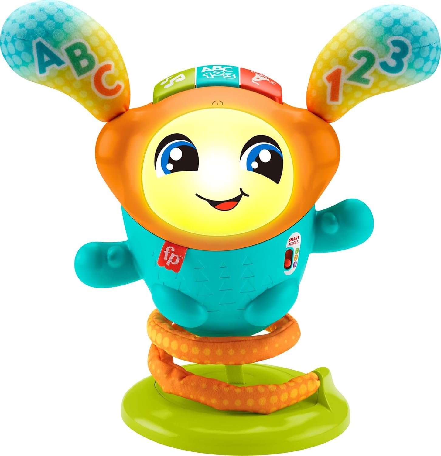 Fisher-Price Baby & Toddler Learning Toy DJ Bouncin’ Beats with Music Lights & Bouncing Action for Ages 9+ Months, Multilanguage Version