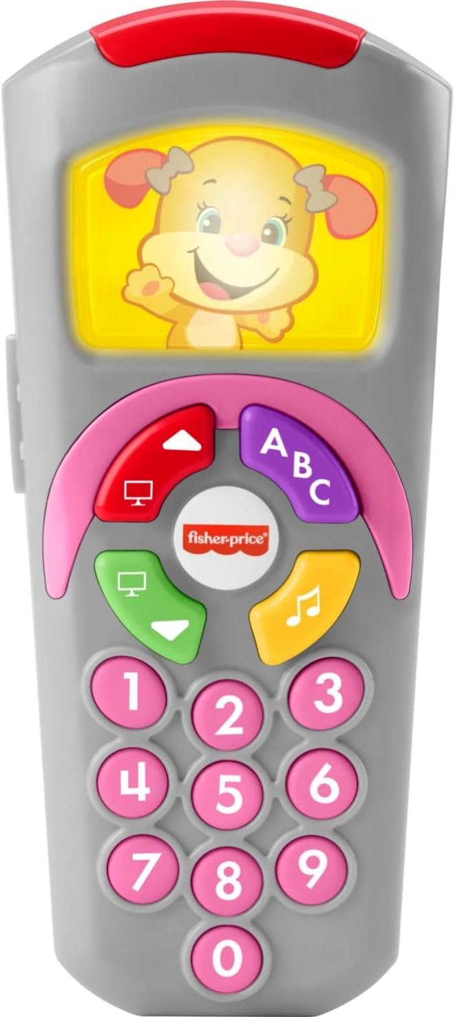 Fisher-Price Baby Learning Toy Laugh & Learn Sis’ Remote Pretend TV Control with Music & Lights for Infants Ages 6+ Months​