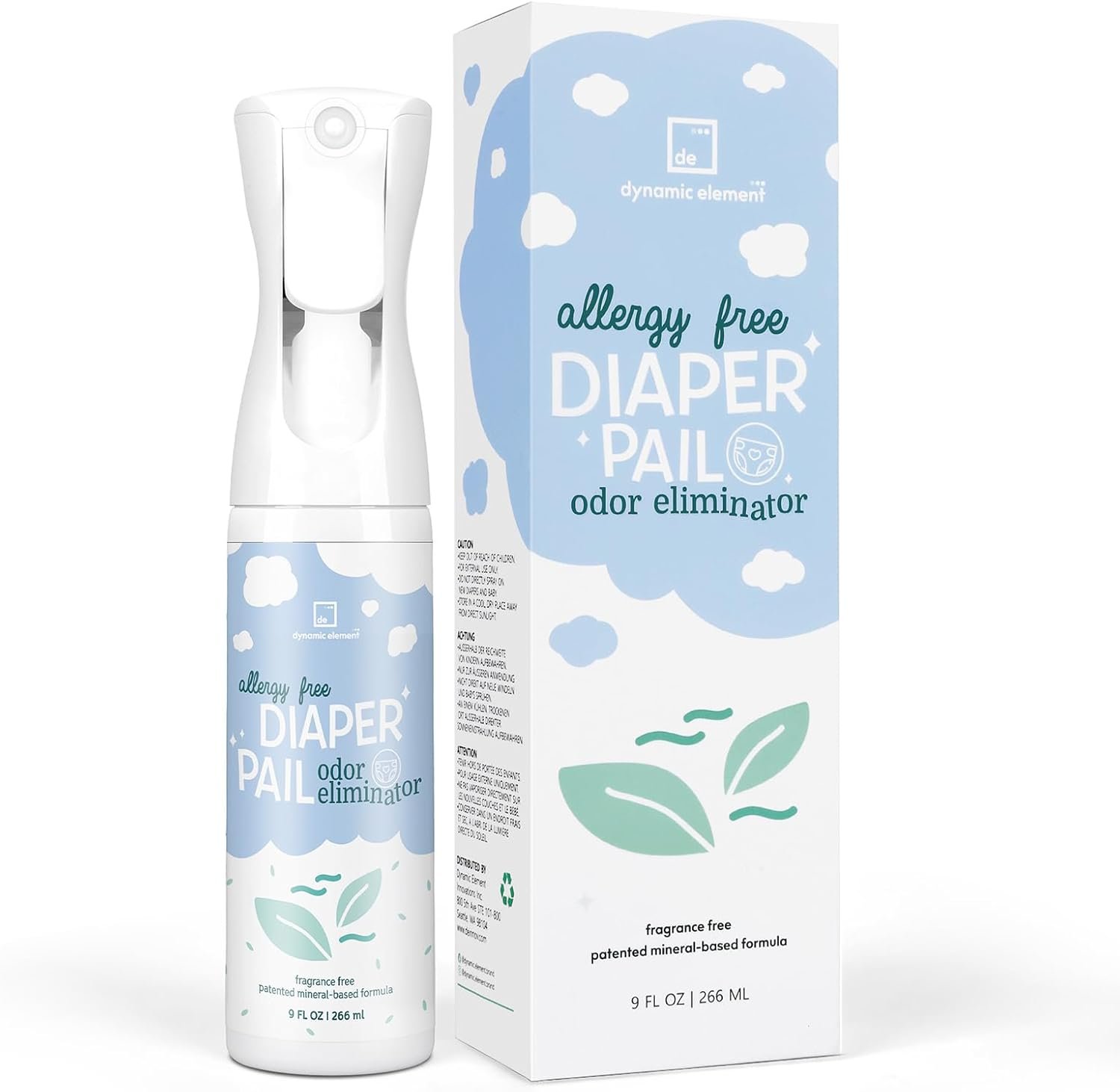 Diaper Pail Odor Eliminator Spray – Unscented Mineral-Based Spray for Odors in Diaper Pails and Baby Changing Areas – 9 Fl Oz