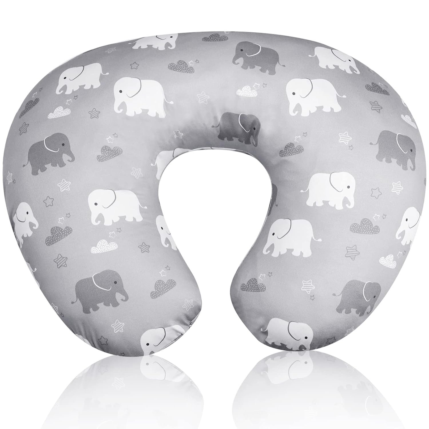 Nursing Pillow Cover, Elephant Breastfeeding Pillow Slipcover for Baby Boys & Girls, Animal Nursing Pillow Case for Newborn, Soft Fabric Fits Snug On Infant, Washable & Breathable (ONLY COVER)