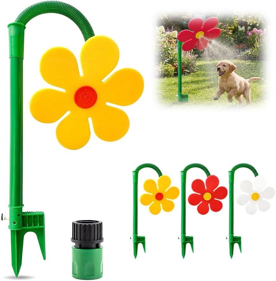 Crazy Daisy Sprinkler, 2026 New Crazy Dancing Flower Water Sprinklers 360° Rotating Sun Flower Dancing Daisy Lawn Sprinkler for Dogs Yard Garden Funny Watering (Yellow)