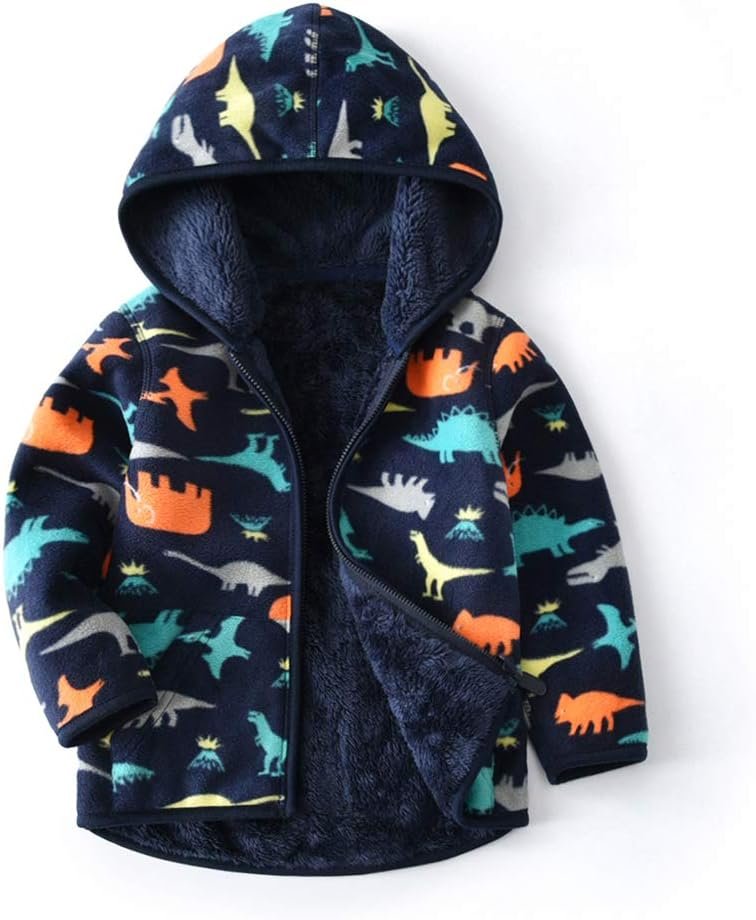 Feidoog Toddler Fleece Jacket Baby Boys Girls Hooded Zipper Long Sleeve Thick Warm Outerwear