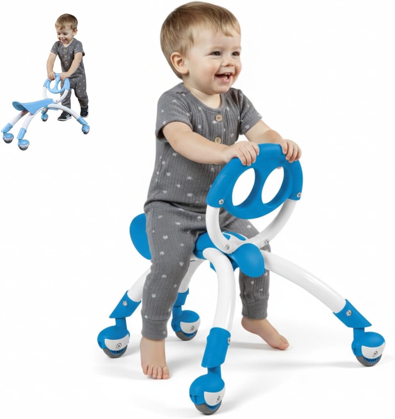 YBIKE Pewi Walking Ride On Toy – from Baby Walker to Toddler Ride On for Ages 9 Months to 3 Years Old, YPIW3, Blue