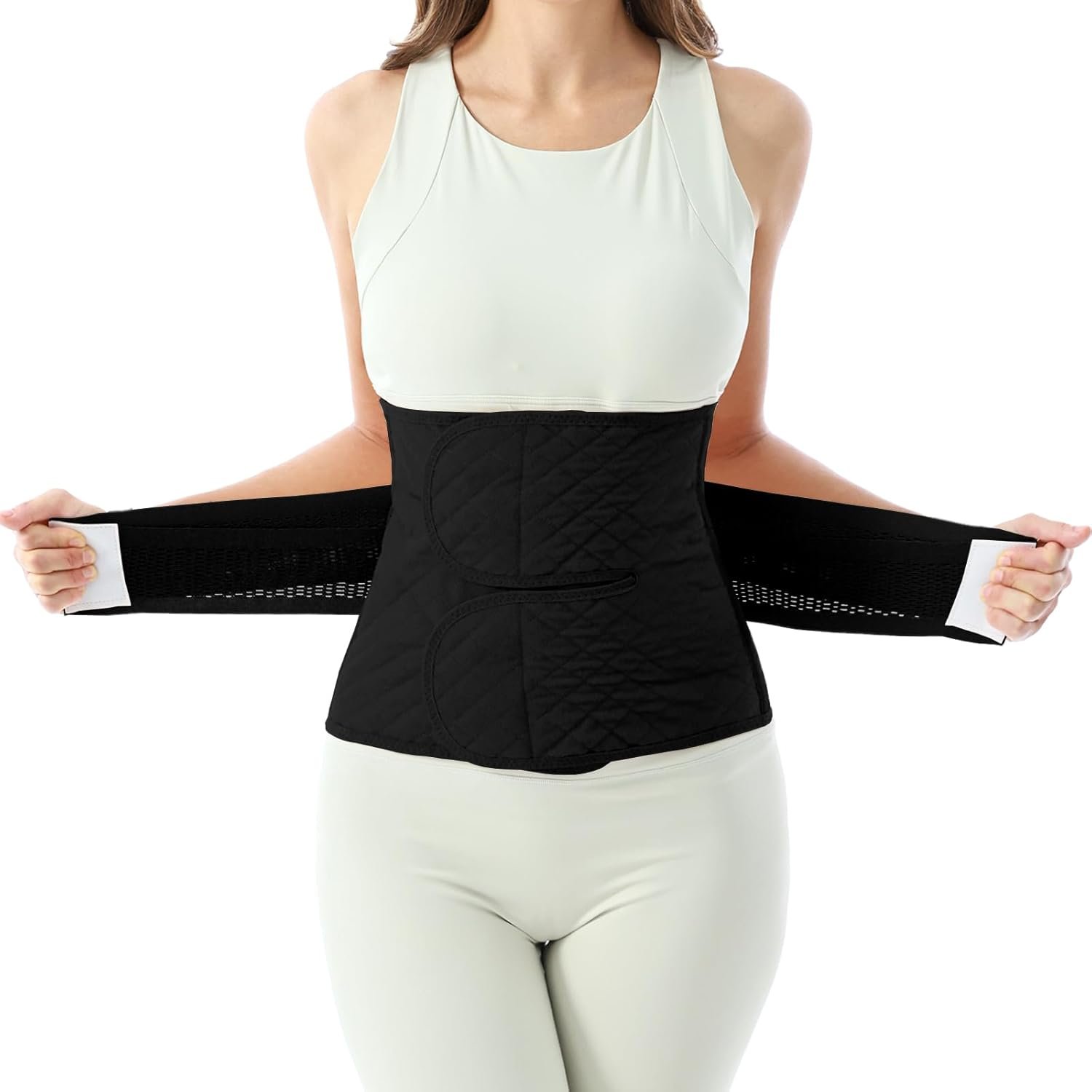 Allaugh Postpartum Belly Band for Women: Abdominal Binder Post Surgery C Section Waist Trainer, Soft Fabric Abdominal Wrap for All Day, Comfort Non-Itchy, After Birth Recovery Easy Put On and Take Off