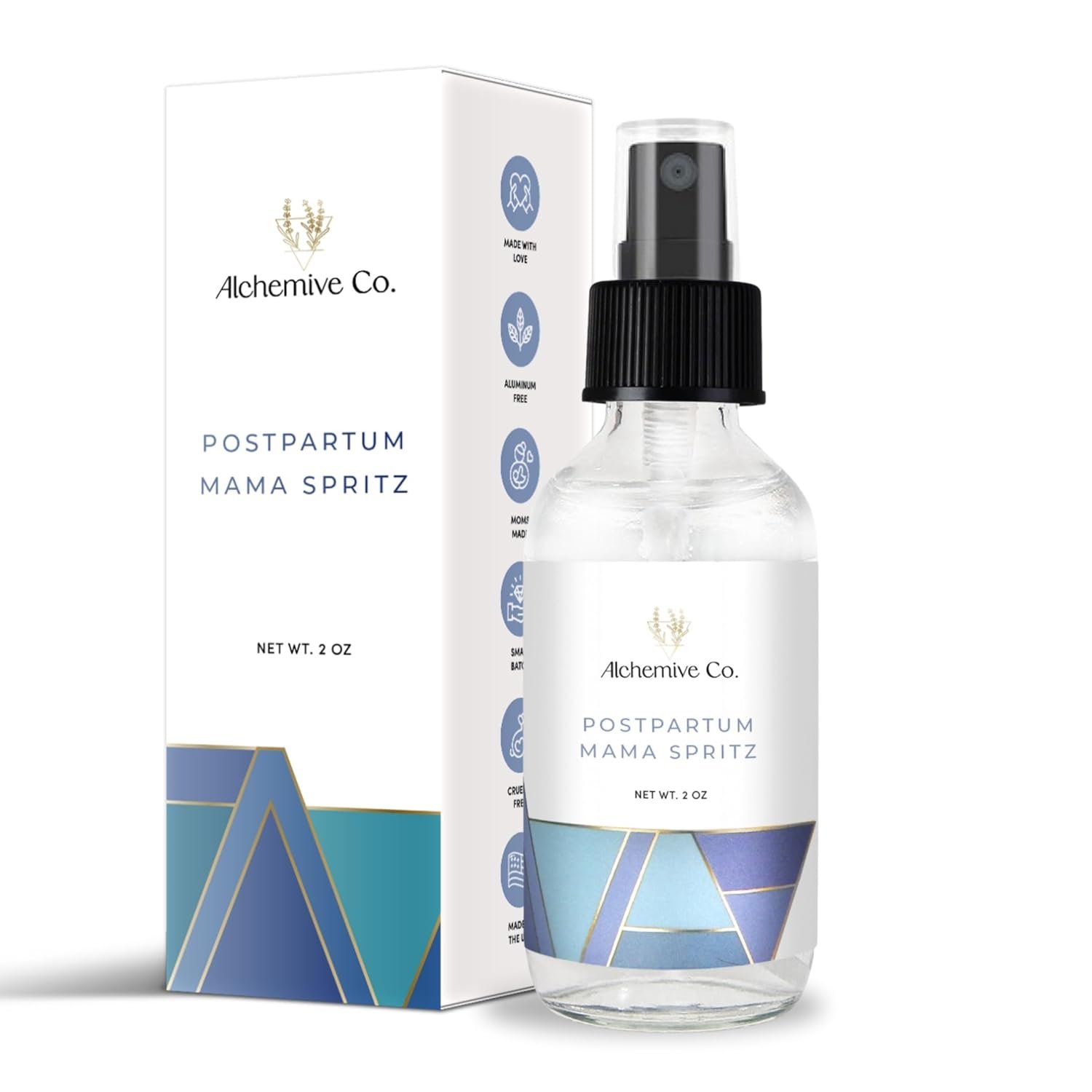 Mama Spritz Postpartum Perineal Spray | Witch Hazel Blend with Natural Essential Oils for Cooling Comfort & Post-birth Feminine Care – 2 oz bottle