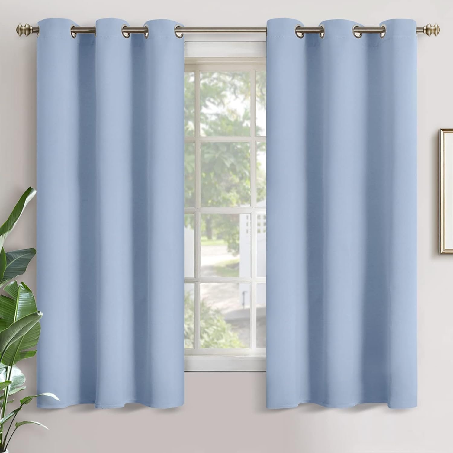YoungsTex Baby Blue Room Darkening Curtains 63 Inch Long for Kids Bedroom – Grommet Thermal Insulated Blackout Window Drapes Privacy for Boy Nursery, 2 Panels, 42 x 63 Inch
