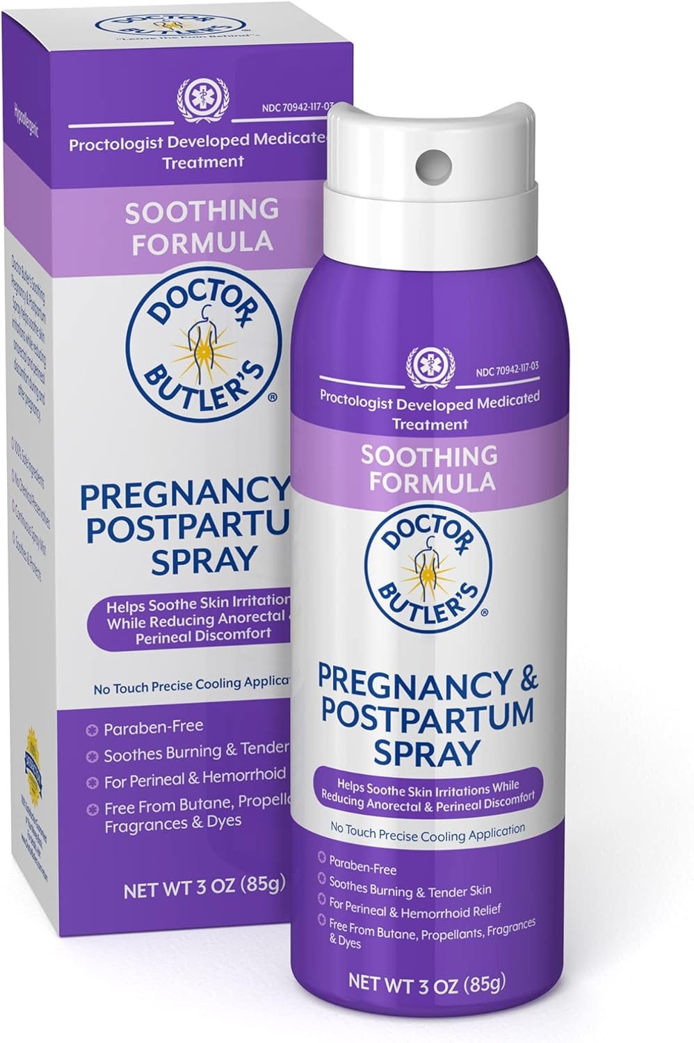 Doctor Butler’s Pregnancy & Postpartum Spray – Perineal Spray and Hemorrhoid Treatment with Aloe and Chamomile, Pregnancy Support and Postpartum Essentials, Paraben Free (3oz)