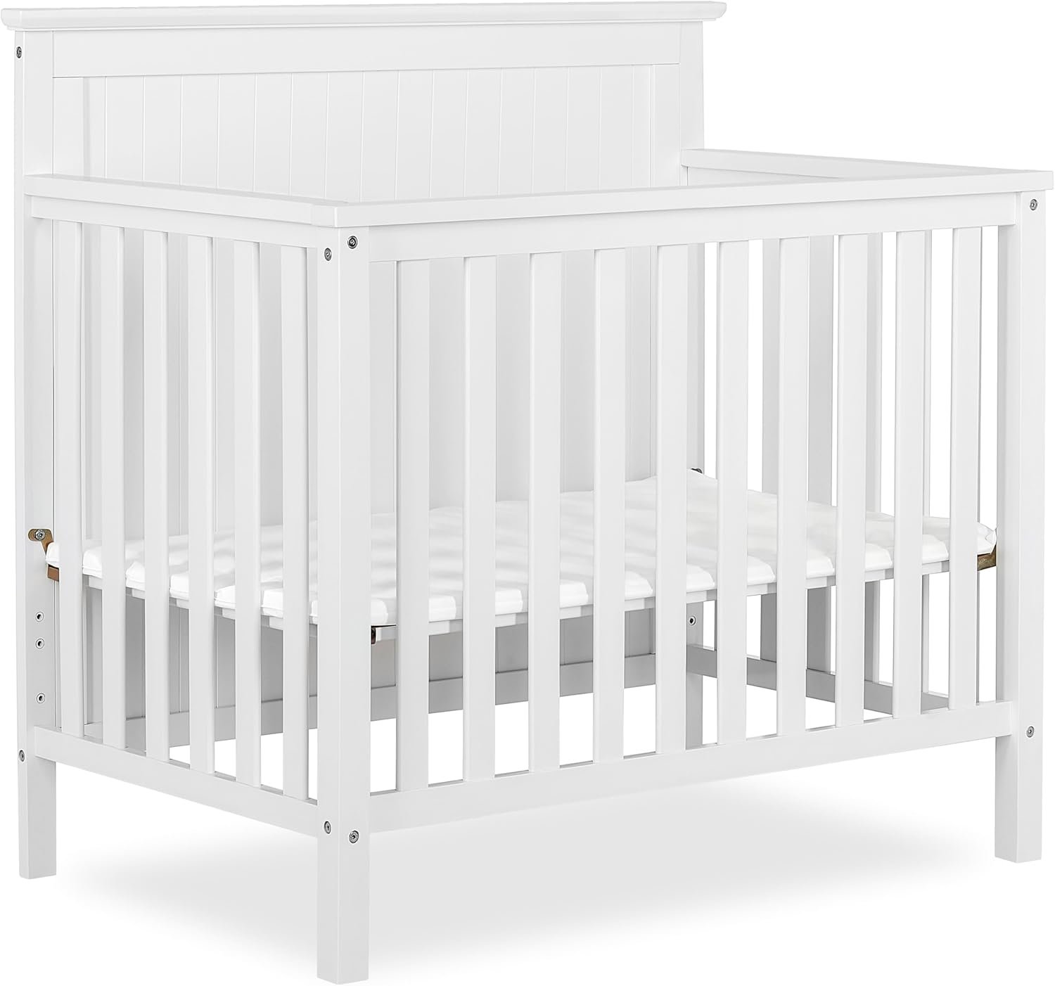 Dream On Me Ava 4-in-1 Mini Baby Crib with Daybed & Twin Bed Conversion in White, GreenGuard Gold & BSA, Non-Toxic Finish, 3-Position Adjustable Height, Includes 1″ Mattress Pad