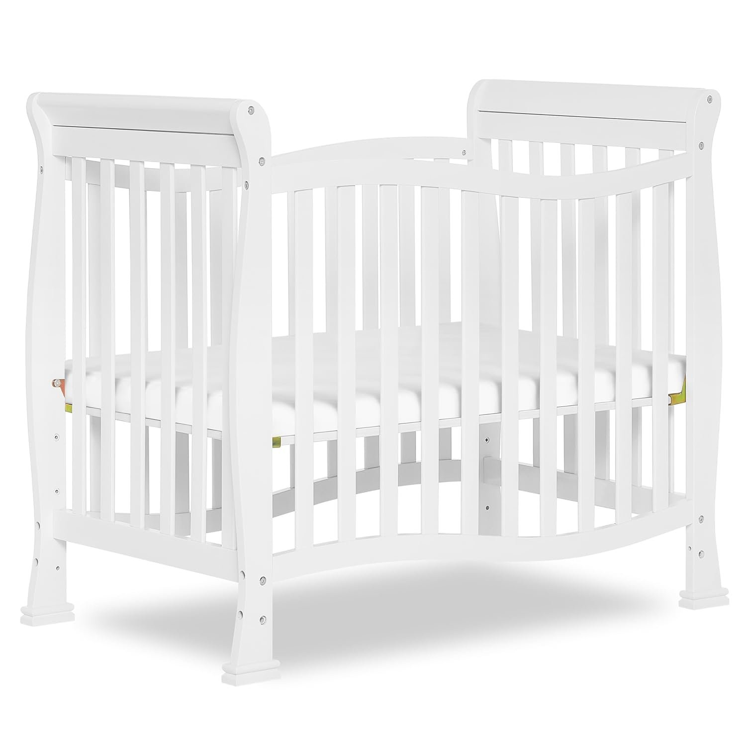 Dream On Me Violet 4-in-1 Convertible Mini Baby Crib in White, Pinewood, 1” Mattress Pad, 3 Mattress Heights, Converts to Mini Day Bed & Twin-Size Bed, GreenGuard Gold & BSA Certified