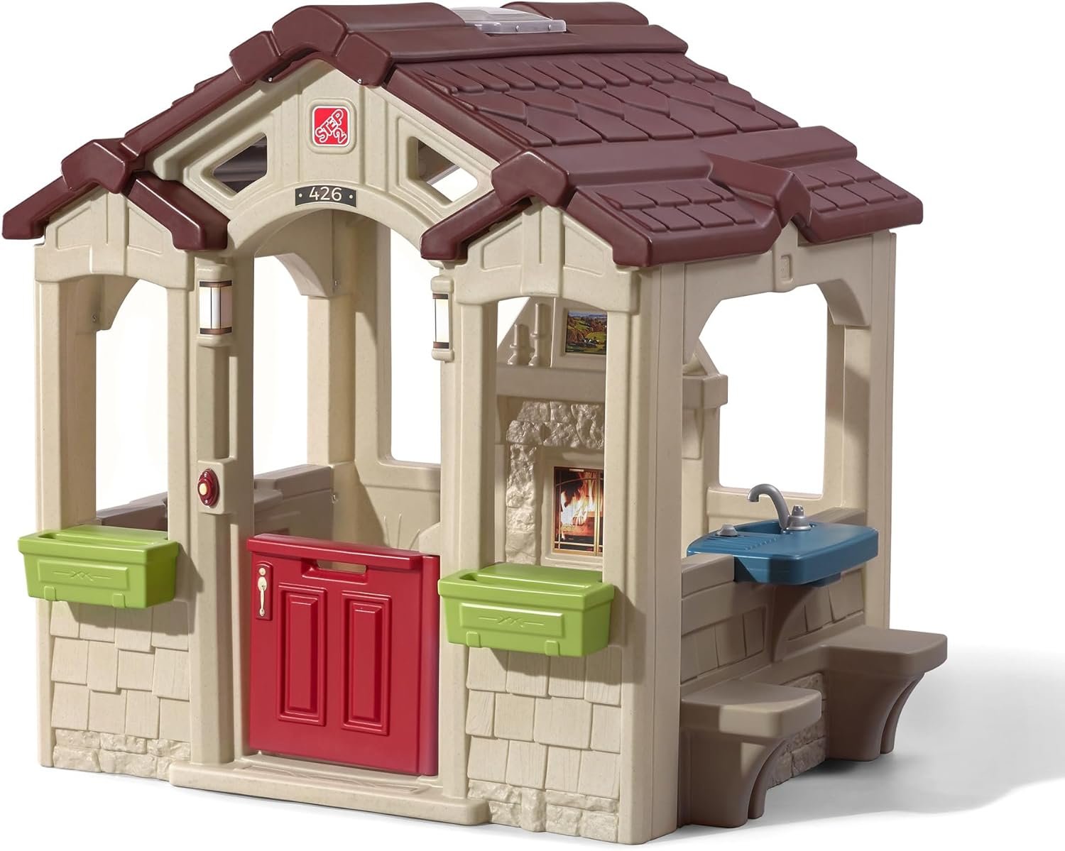 Step2 Charming Cottage Kids Playhouse, Indoor and Outdoor Clubhouse Playset, Interactive Sounds, Toddlers 2+ Years Old, Easy to Assemble