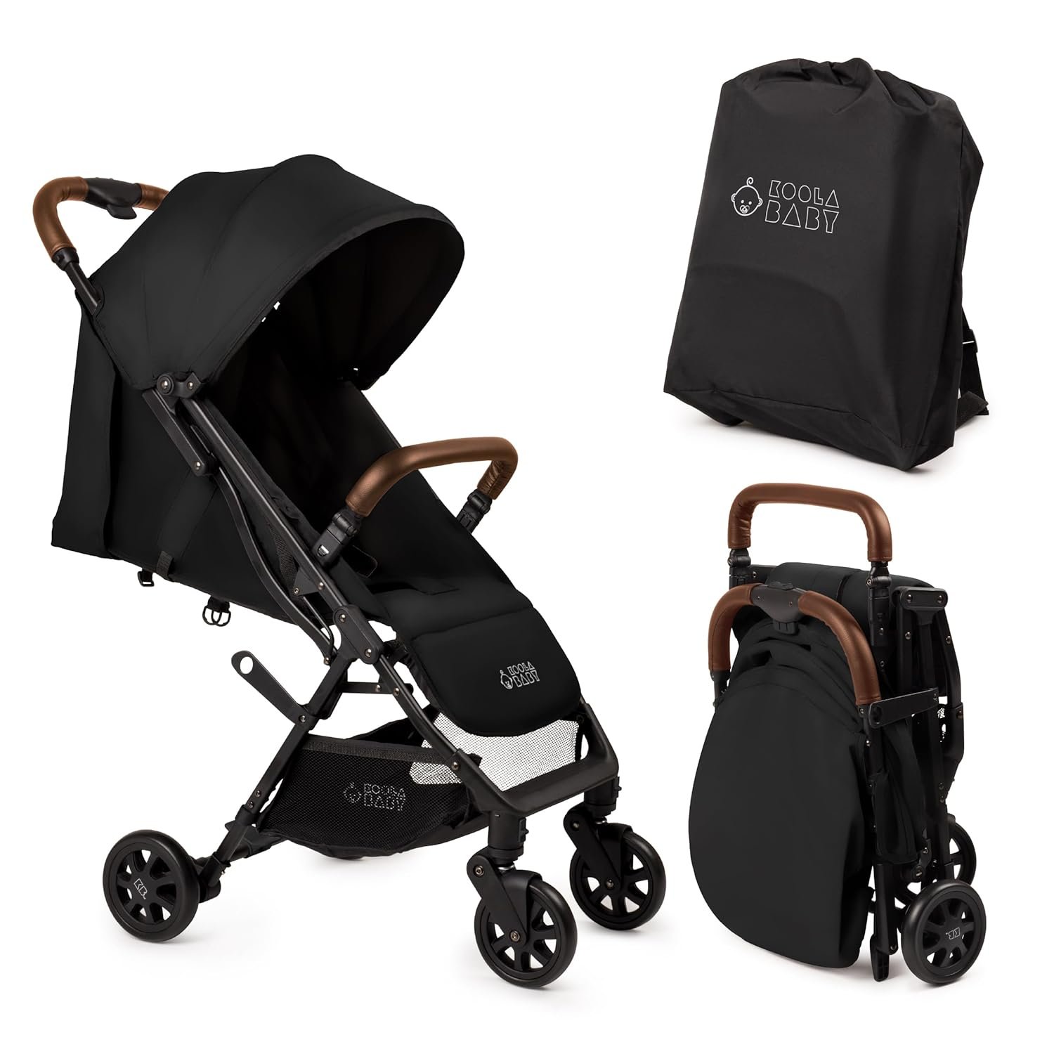 Lightweight Travel Stroller for Baby & Toddlers – Easy Fold & Compact Stroller for Airplane with Canopy, Storage Basket, Multi-Position Recline & Convenient One-Hand Fold, Travel Bag Included (Black)