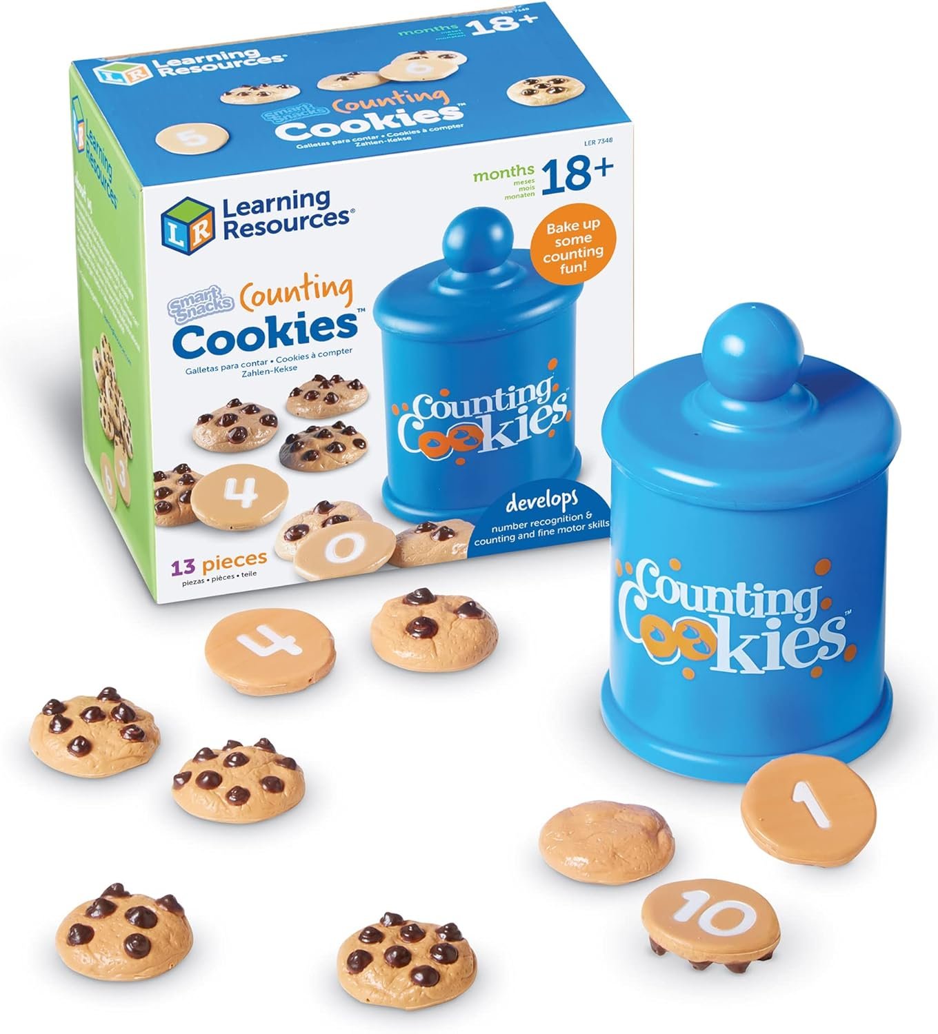 Learning Resources Smart Counting Cookies – Chocolate Chip Play Food, Preschool Activities, Toddler Sensory Toy, Play Kitchen Accessories, Sorting and Stacking, Fine Motor Numbers , Math Games