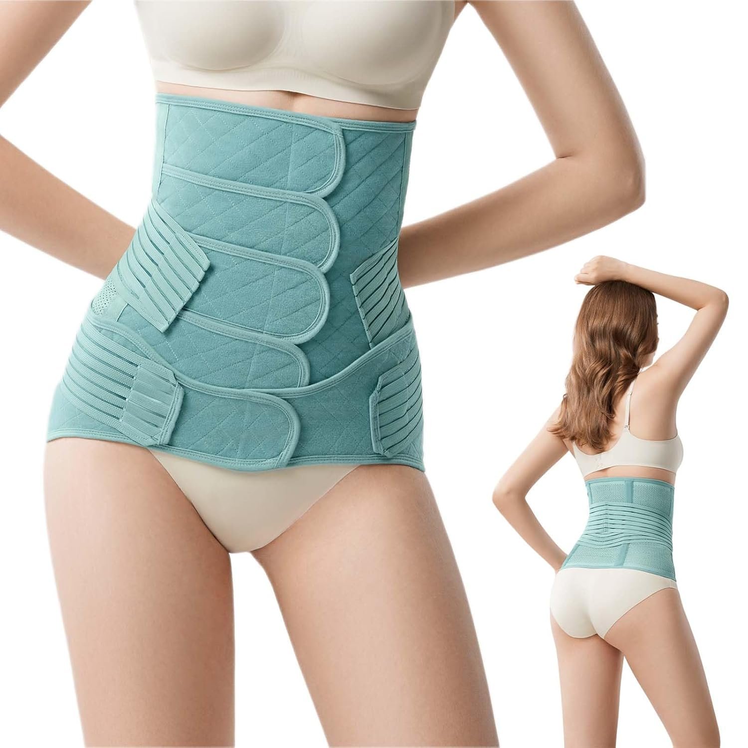 Postpartum Belly Band Wrap – C-Section Recovery Must Haves, Adjustable Tummy Control Binder with Pelvic Belt, Comfortable Support for Natural & Cesarean Sections, Shapewear, Elegant Quilted Design